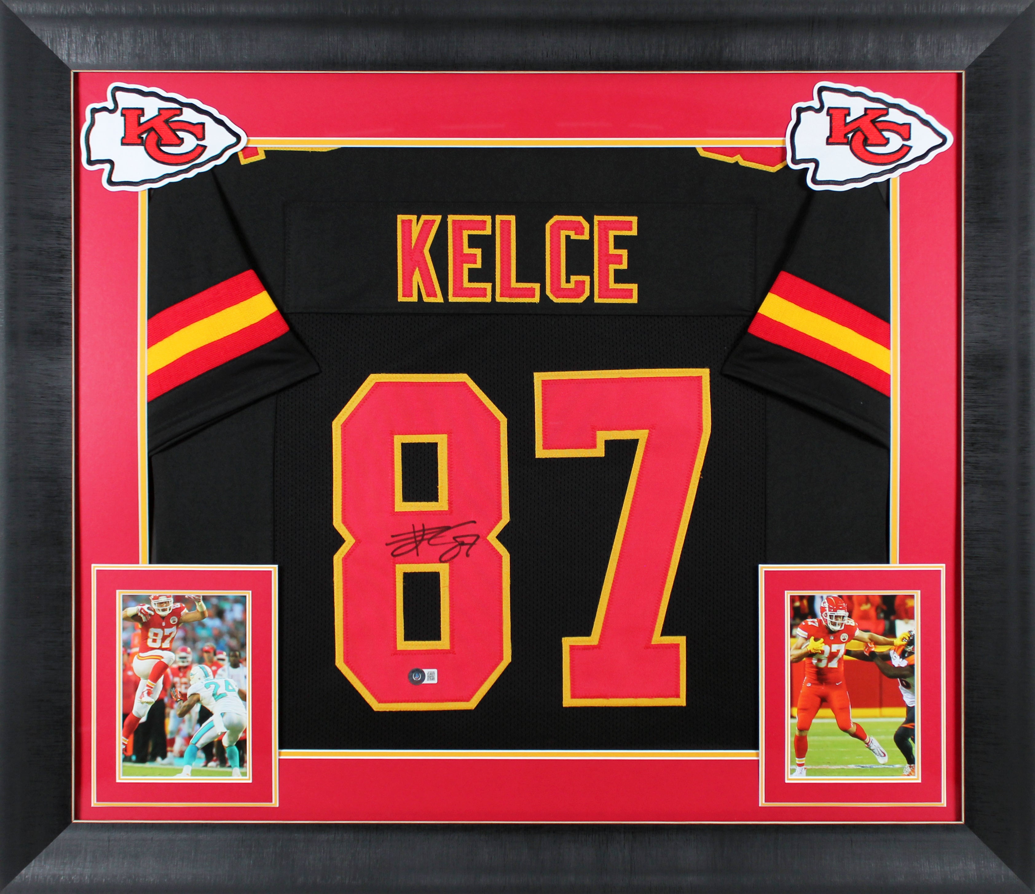 Travis Kelce Authentic Signed Black Pro Style Framed Jersey BAS Witnessed