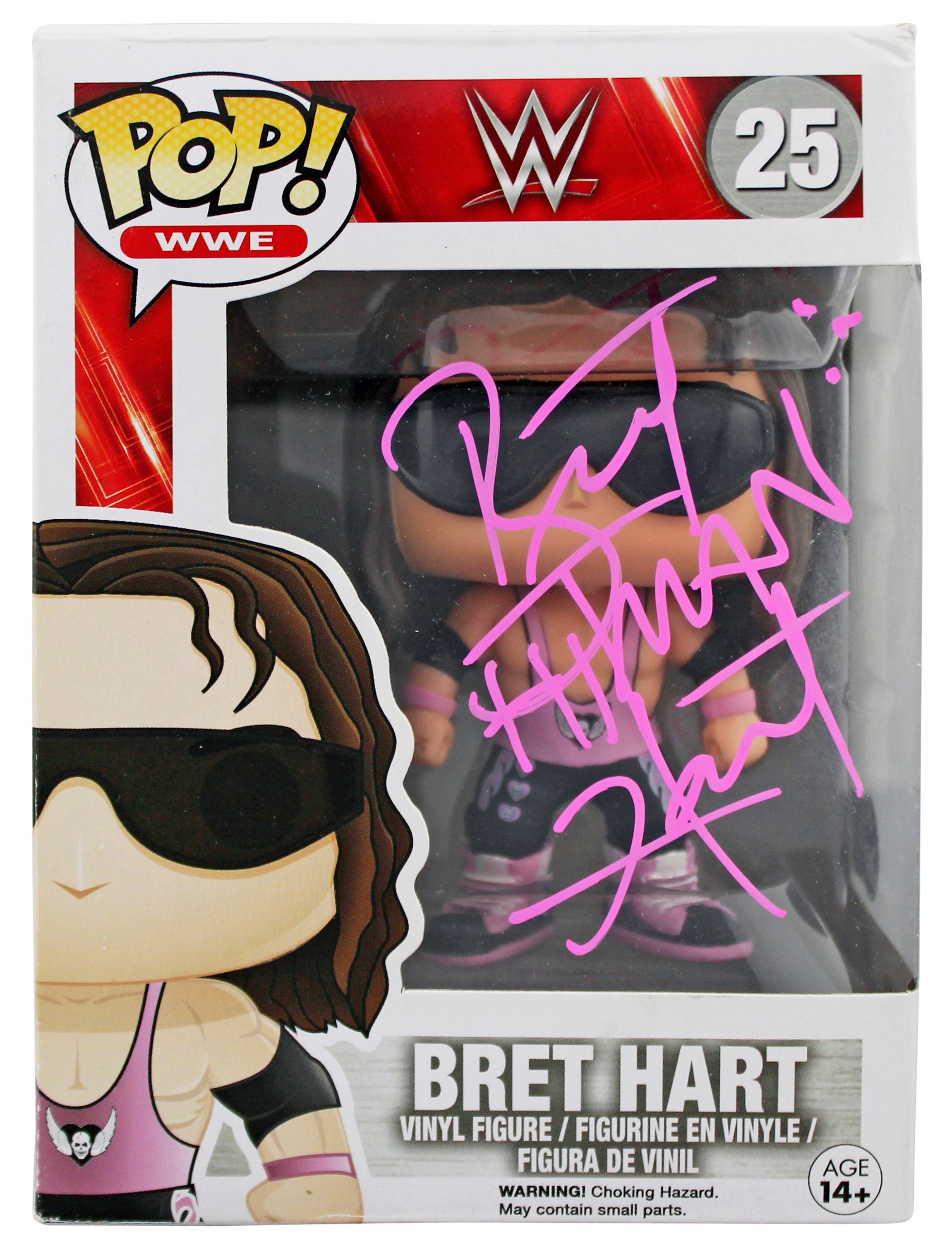 Bret "Hitman" Hart Signed #25 Pop! WWE Funko Pop Vinyl Figure BAS #AD77136