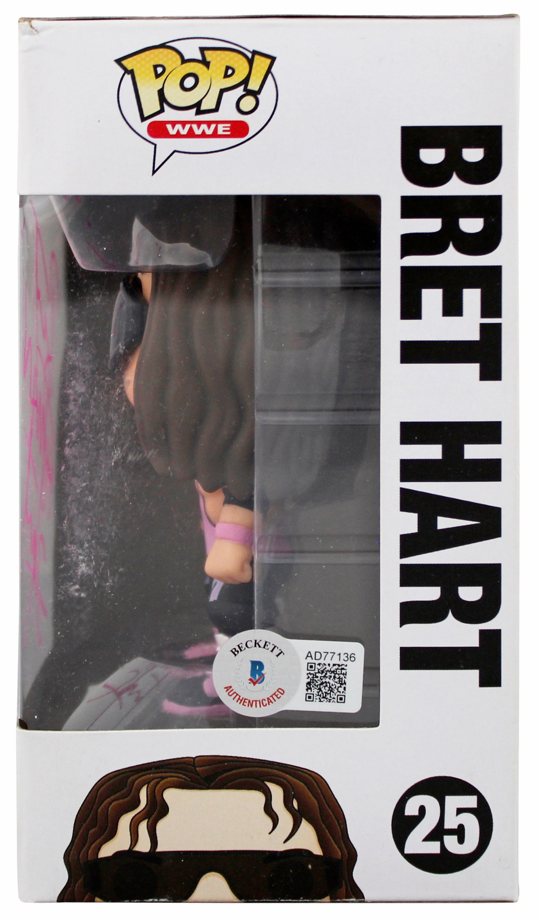Bret "Hitman" Hart Signed #25 Pop! WWE Funko Pop Vinyl Figure BAS #AD77136