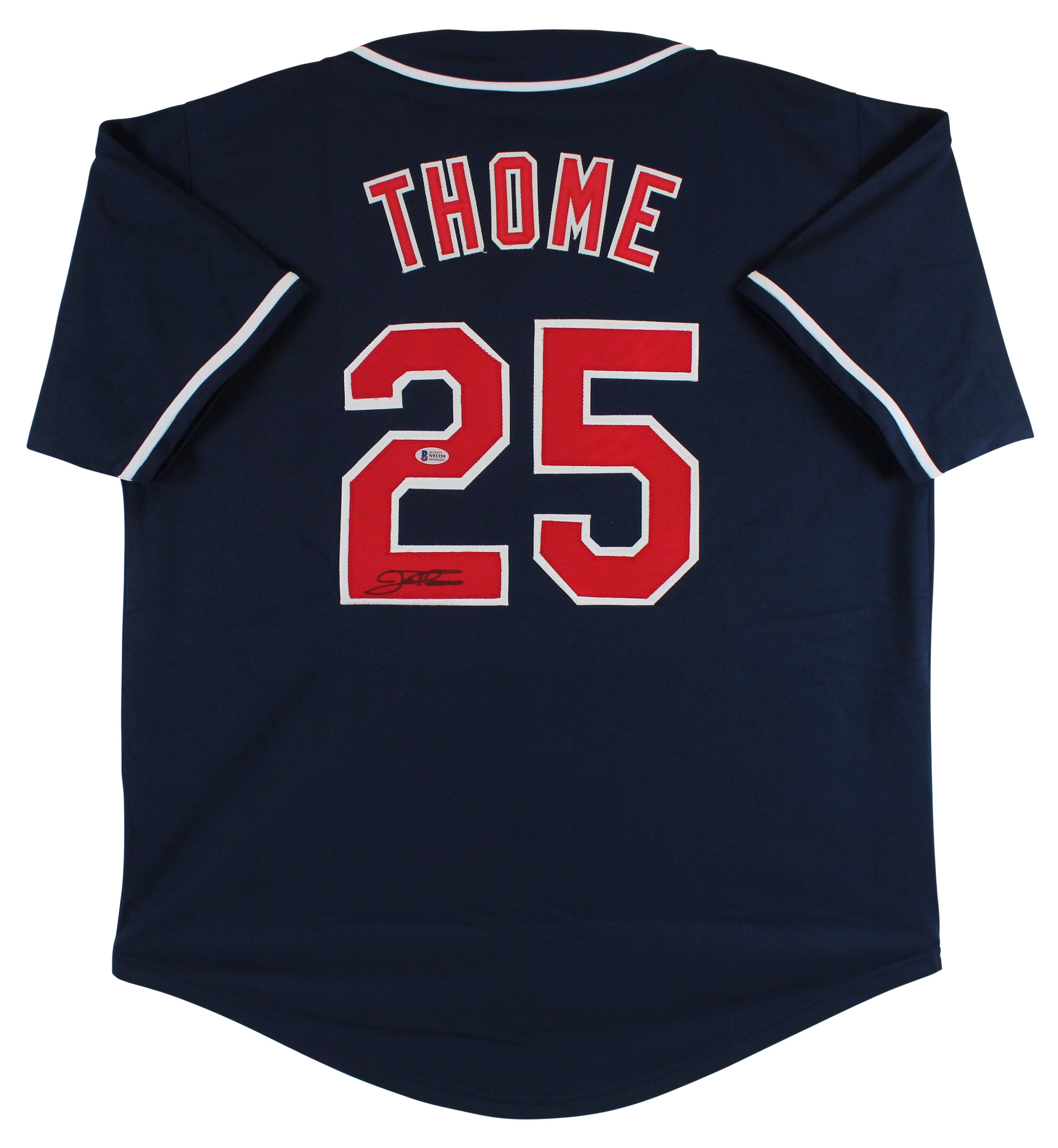 Jim Thome Authentic Signed Navy Blue Pro Style Jersey BAS Witnessed #N93359