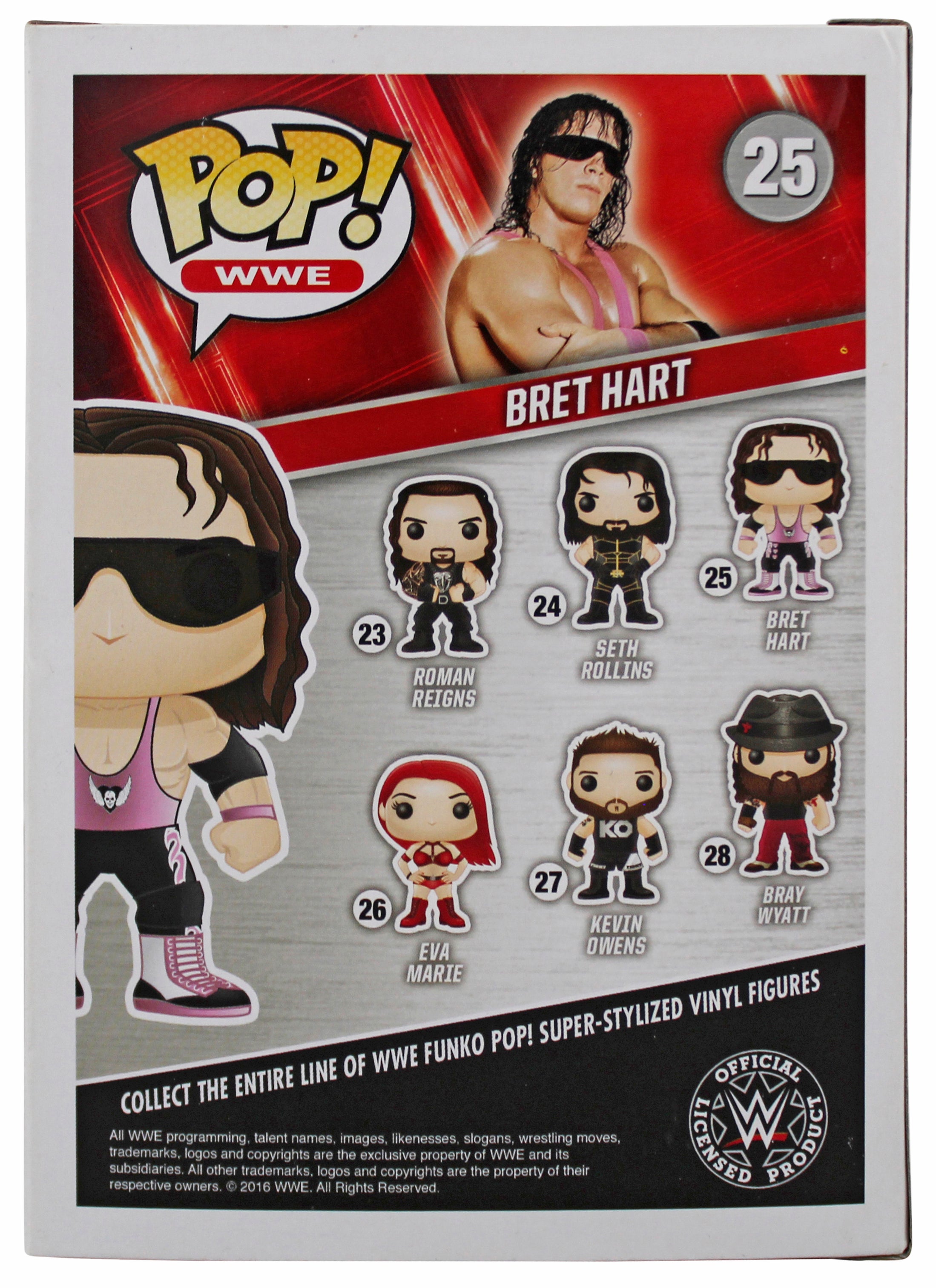 Bret "Hitman" Hart Signed #25 Pop! WWE Funko Pop Vinyl Figure BAS #AD77136