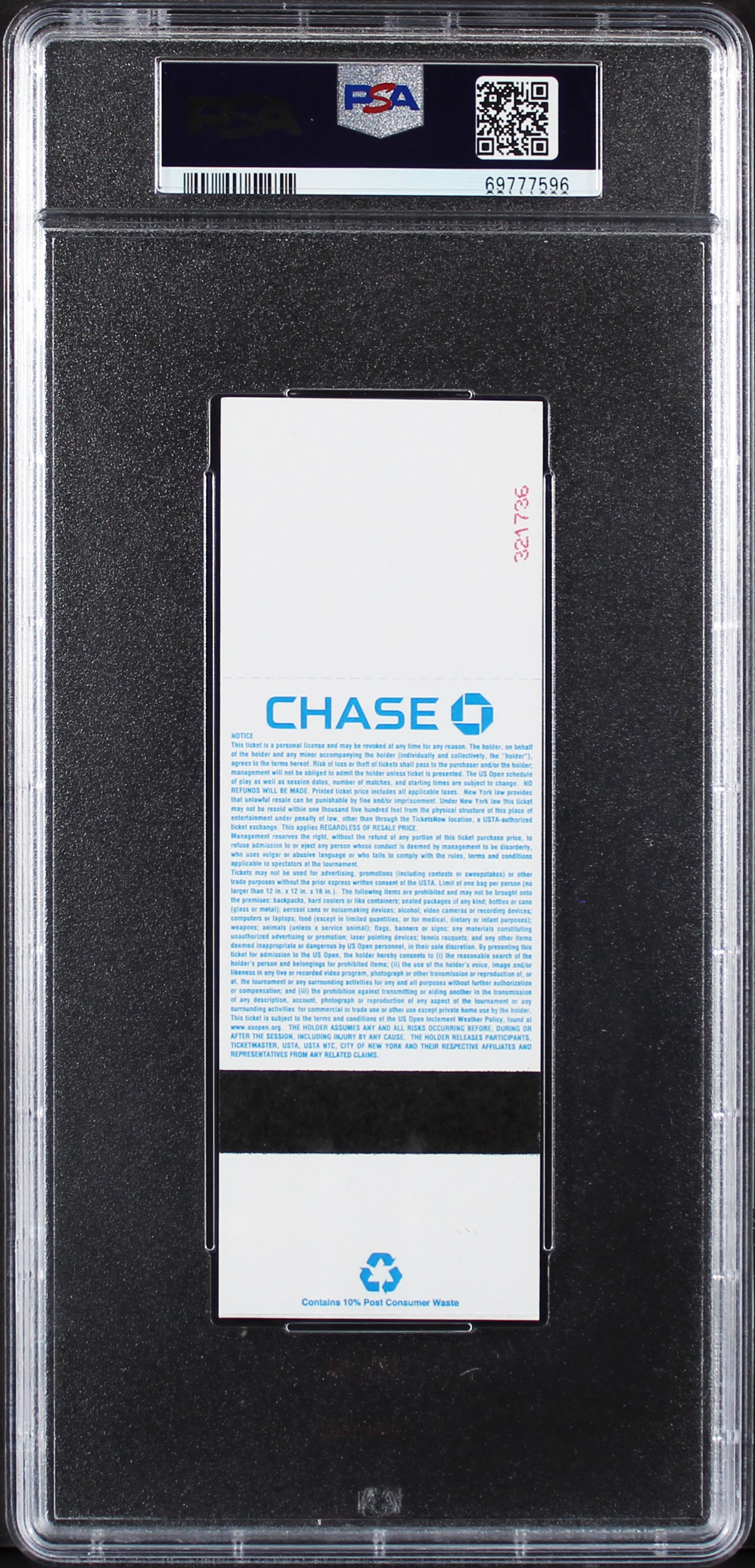 Rafael Nadal & Novak Djokovic Signed 2013 US Open Final Full Ticket PSA Slab 1
