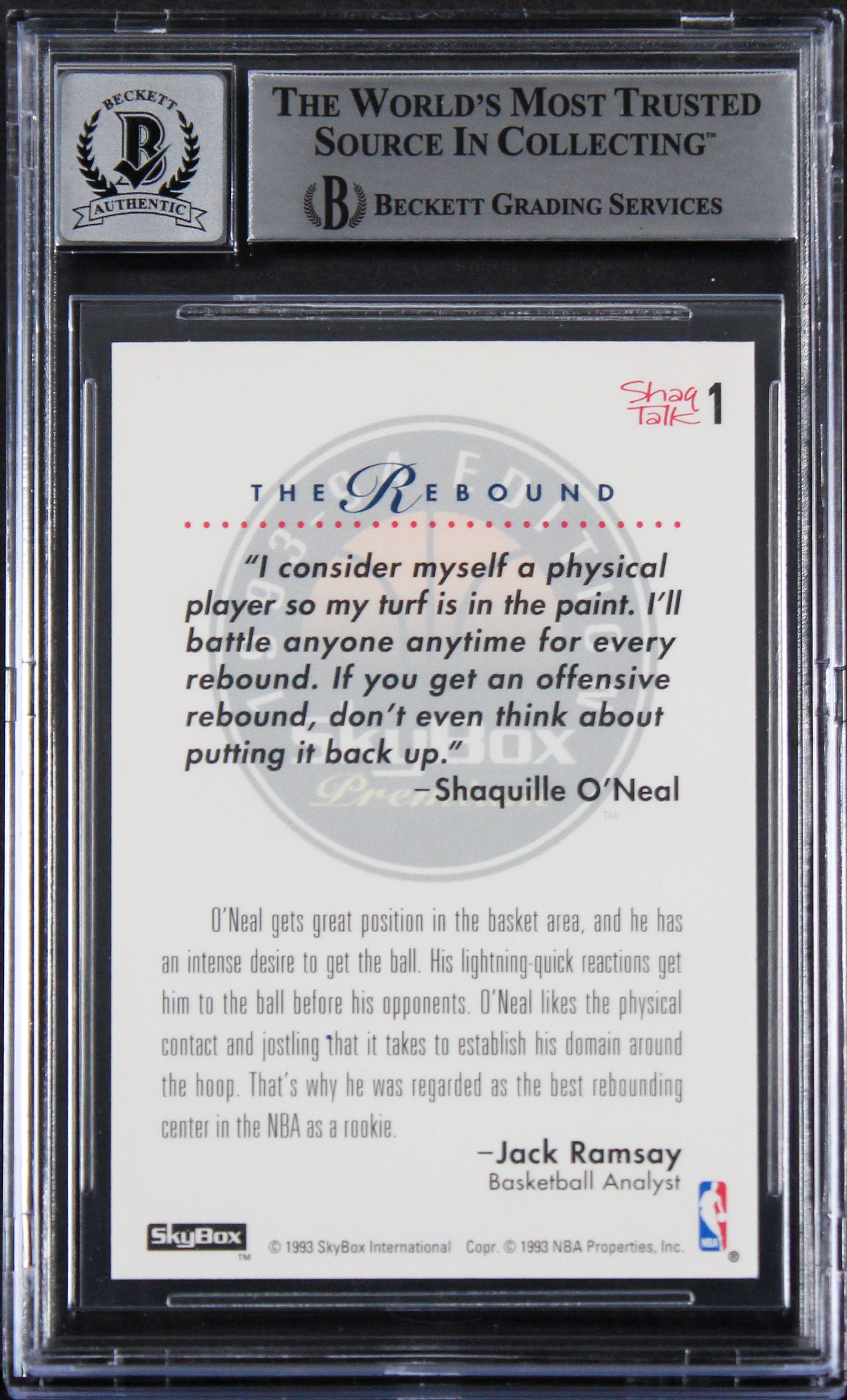 Magic Shaquille O'Neal Signed 1993 Skybox Premium #1 Card Auto 10! BAS Slabbed