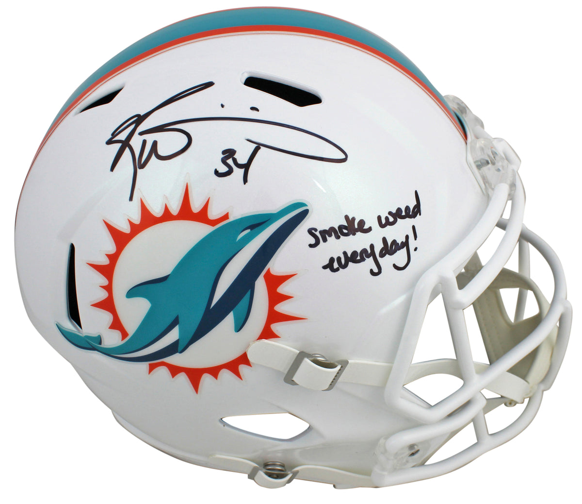 Dolphins Ricky Williams "Smoke Weed Everyday" Signed F/S Speed Rep Helmet JSA
