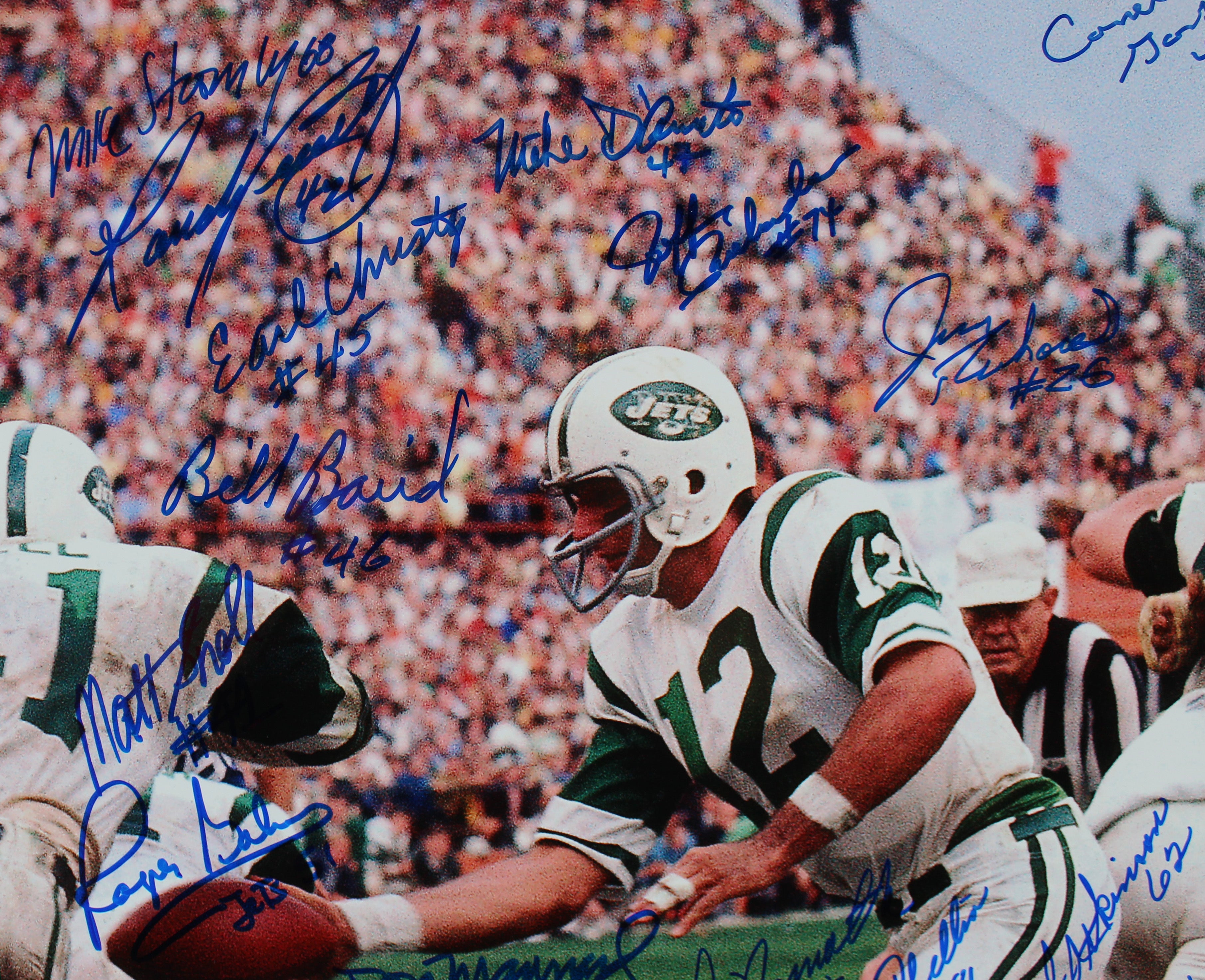 1968 Jets (25) Namath, Maynard Signed 16x20 Super Bowl III Photo PSA/DNA #U03480