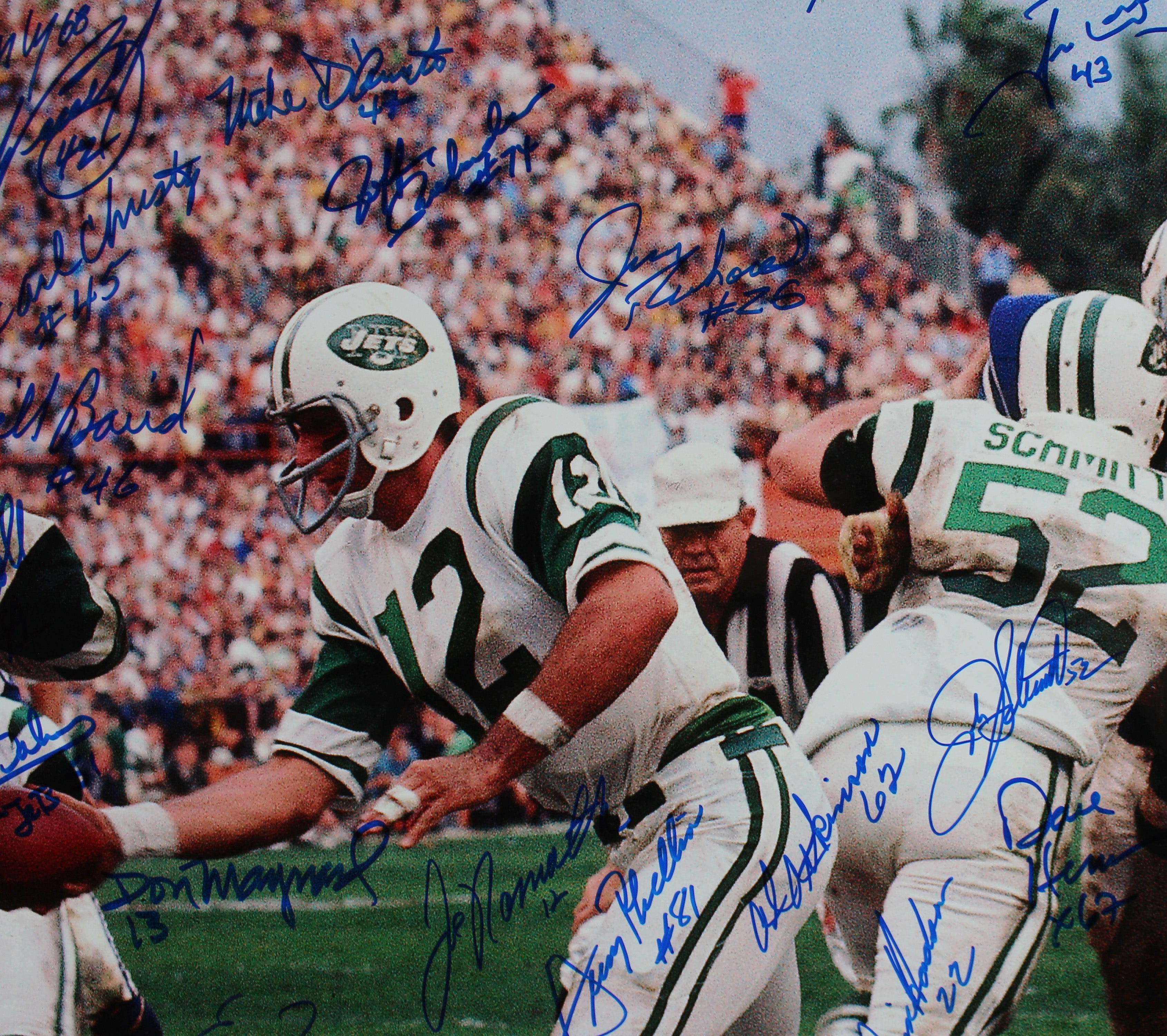 1968 Jets (25) Namath, Maynard Signed 16x20 Super Bowl III Photo PSA/DNA #U03480