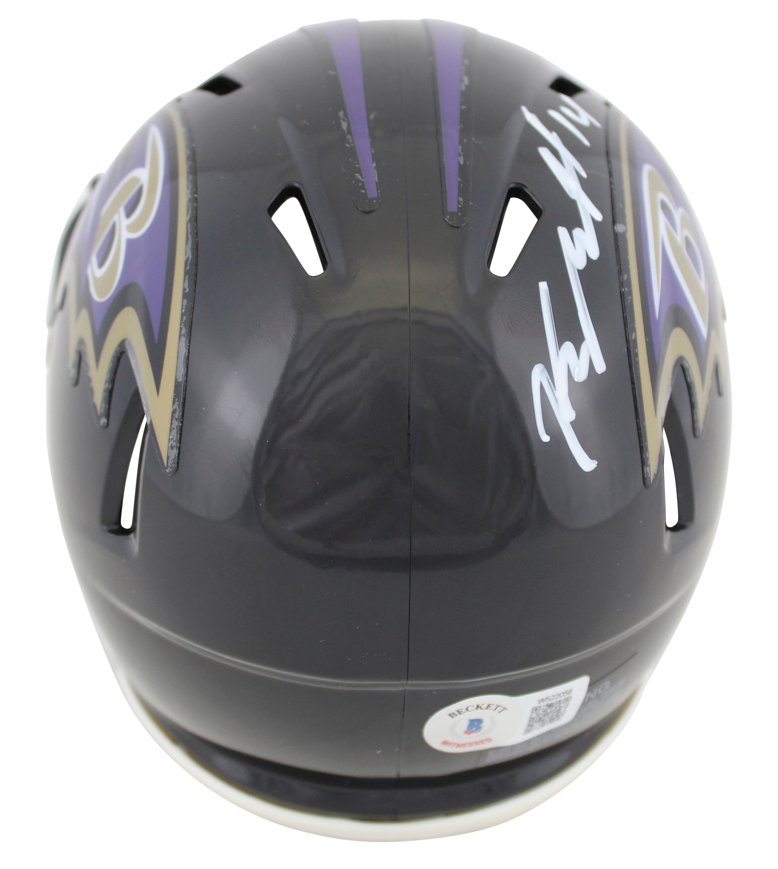 Ravens Kyle Hamilton Authentic Signed Speed Mini Helmet w/ White Sig BAS Witness