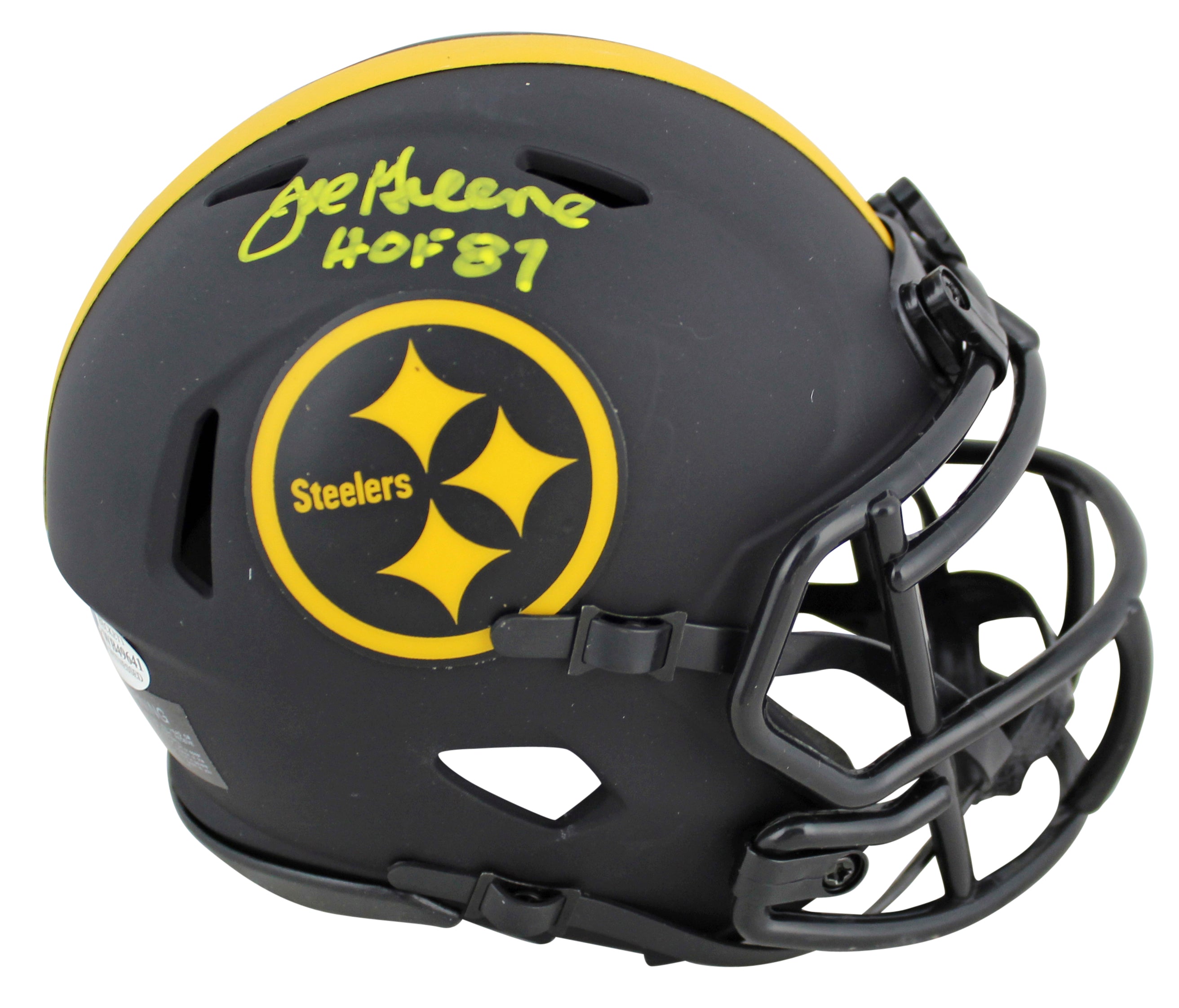 Steelers Joe Greene "HOF 87" Signed Eclipse Speed Mini Helmet BAS Witnessed