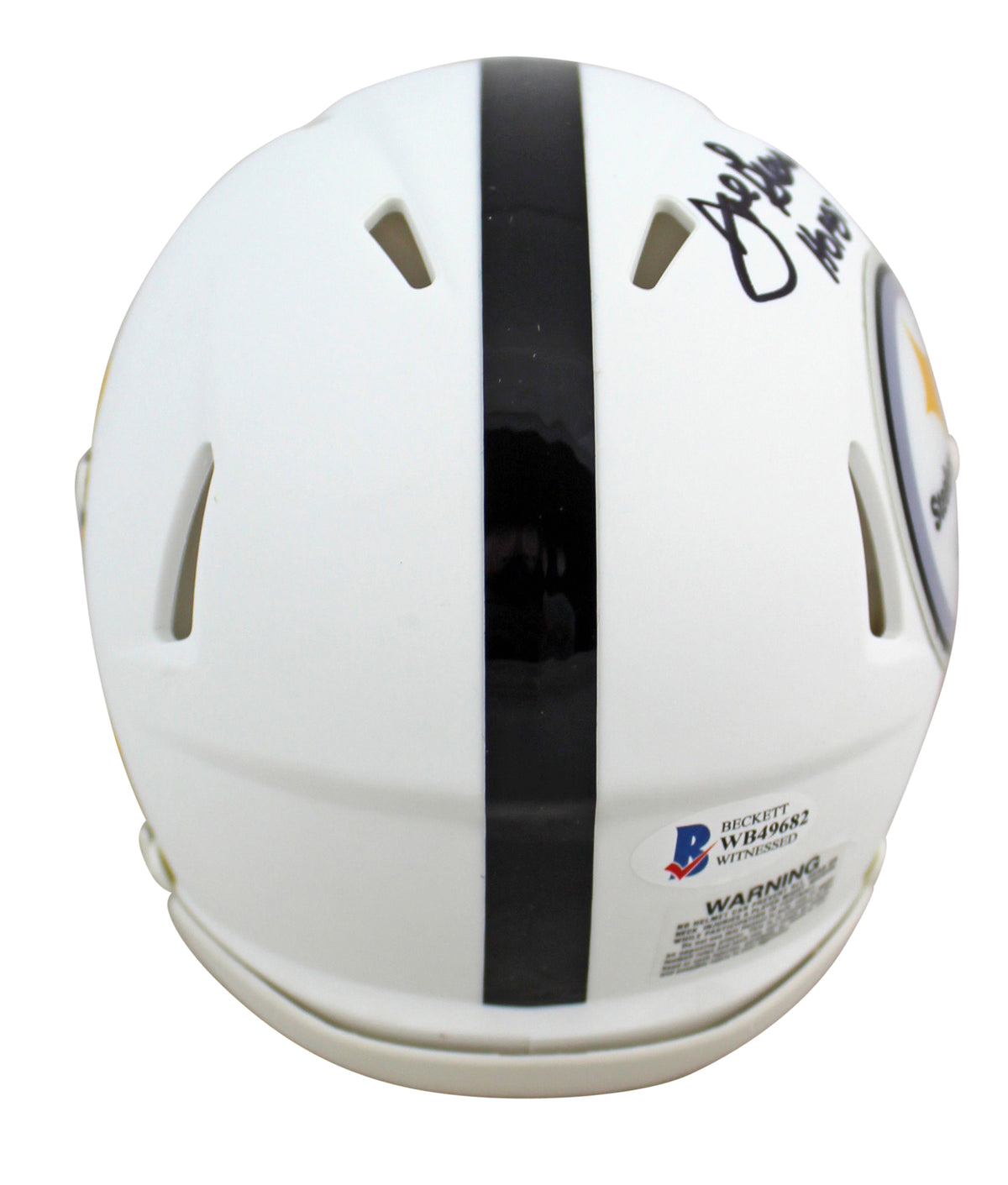 Steelers Joe Greene "HOF 87" Signed Flat White Speed Mini Helmet BAS Witnessed
