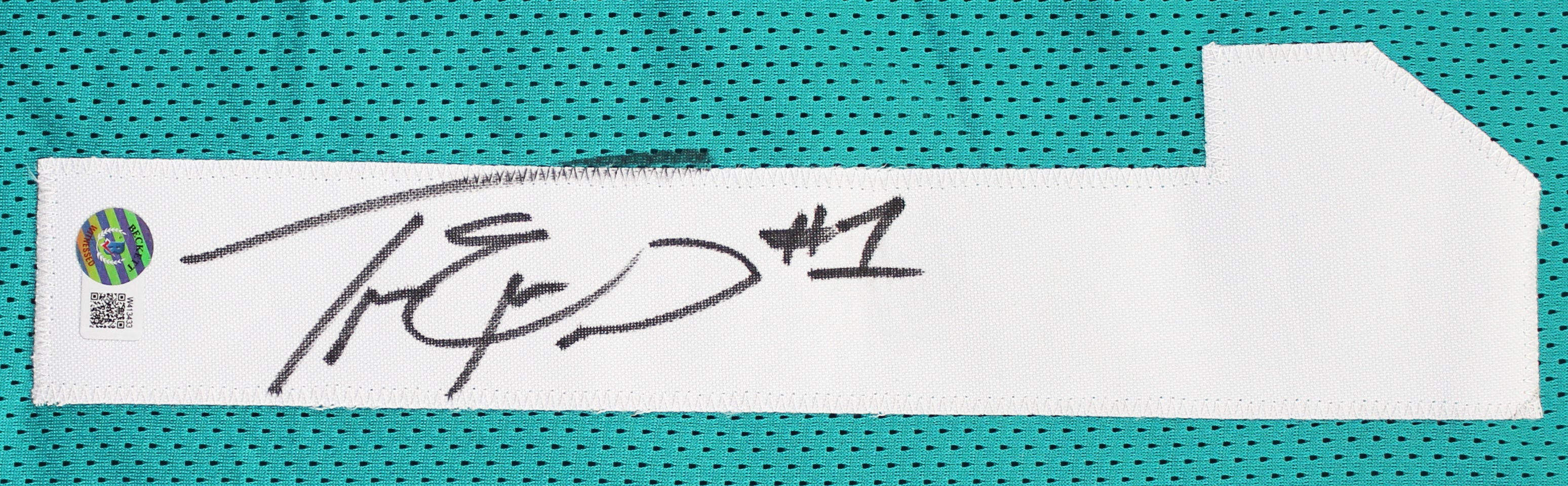 Travis Etienne Authentic Signed Teal Pro Style Jersey Autographed BAS Witnessed