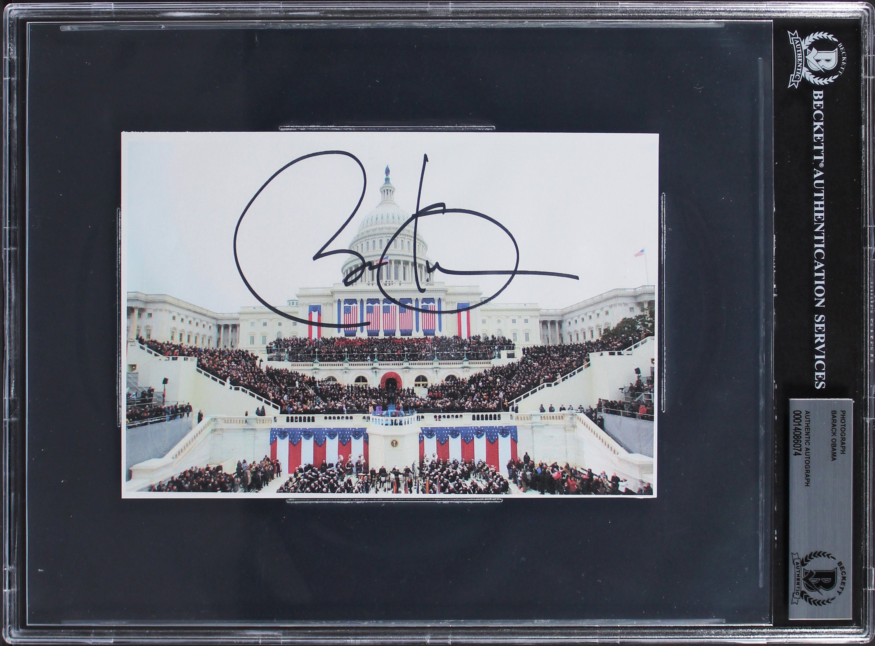 Barack Obama Authentic Signed 5x7.35 Photo Auto Graded Gem Mint 10! BAS Slabbed
