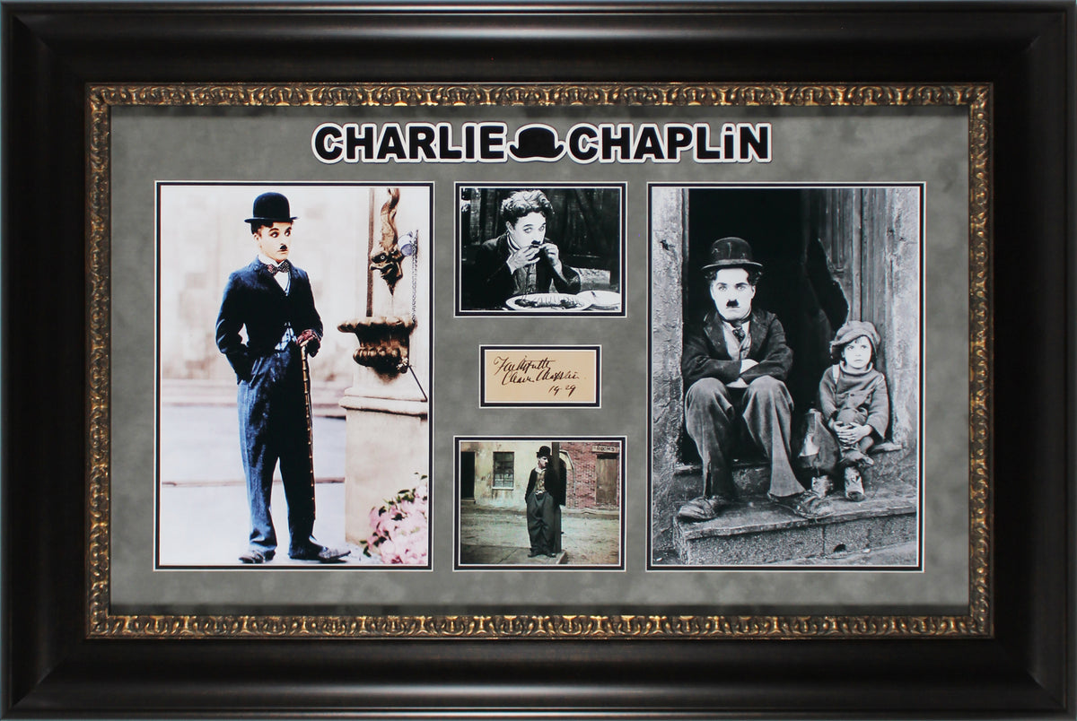 Charlie Chaplin Faithfully 19-29 Signed & Framed 2x4 Cut Signature BAS #AC33536