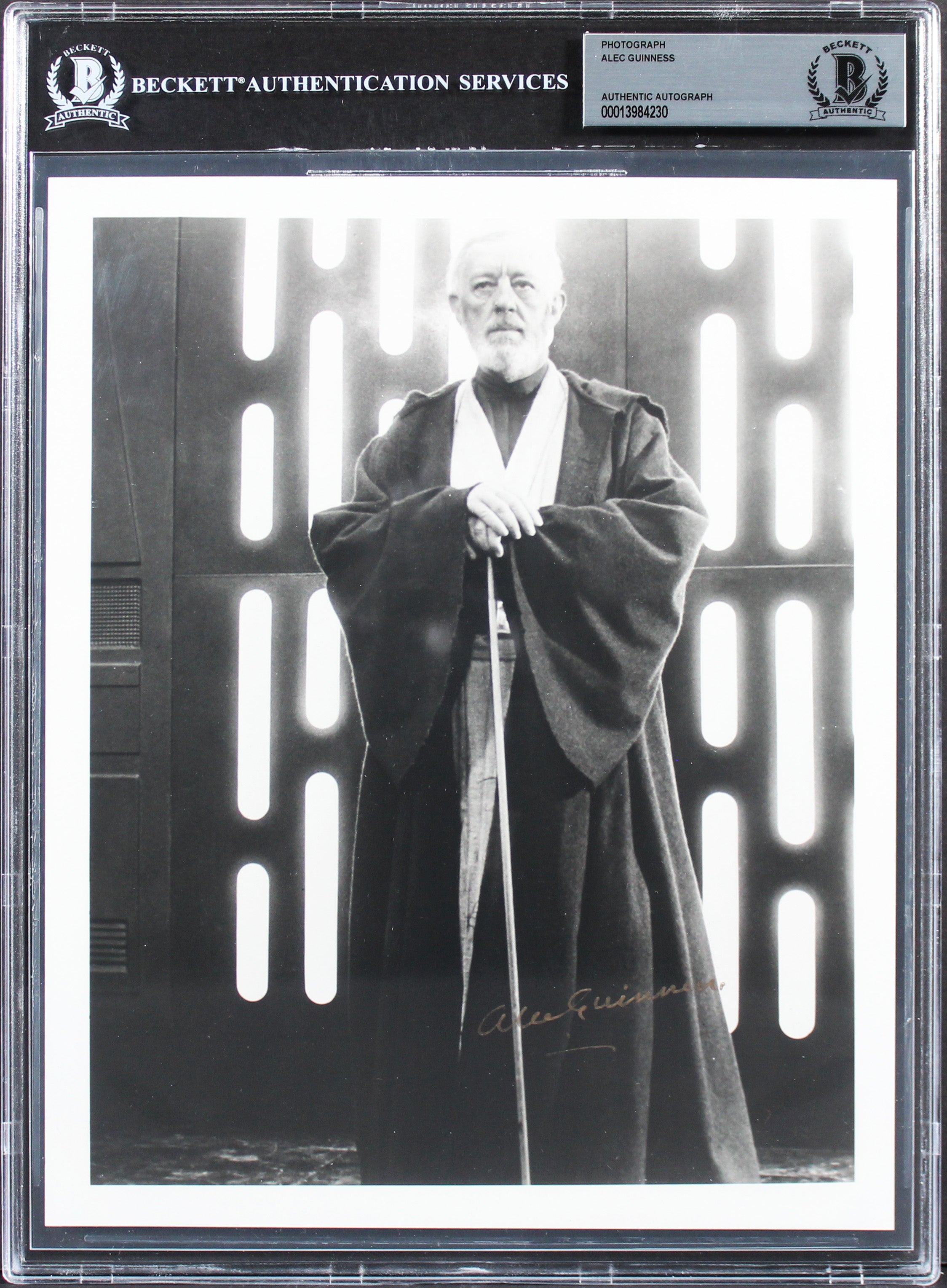 Alec Guinness Star Wars Authentic Signed 8x10 B&W Photo Autographed BAS Slabbed
