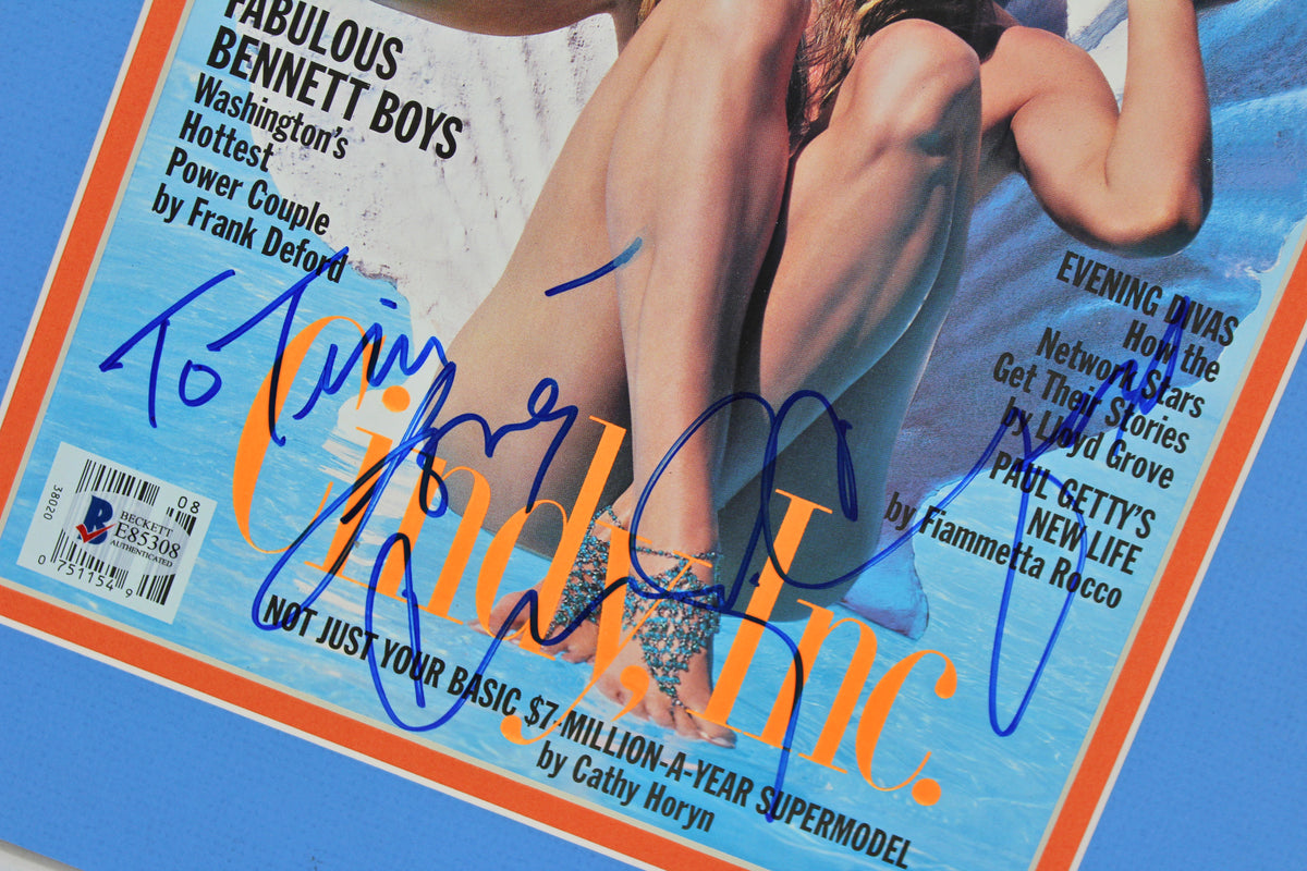 Cindy Crawford Authentic Signed Vanity Fair Magazine Cover Matted BAS #E85308