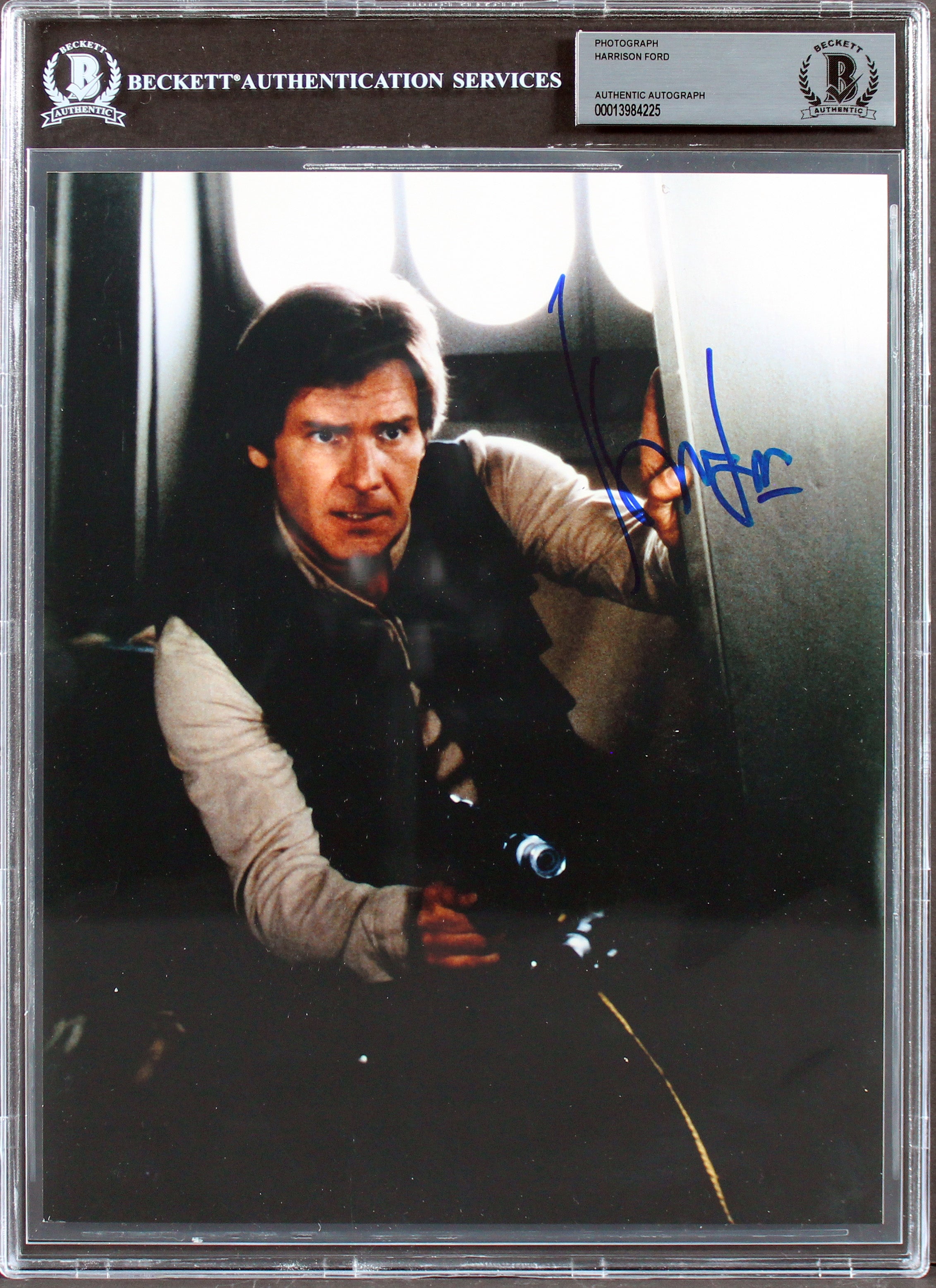 Harrison Ford Star Wars Authentic Signed 8x10 Photo Autographed BAS Slabbed