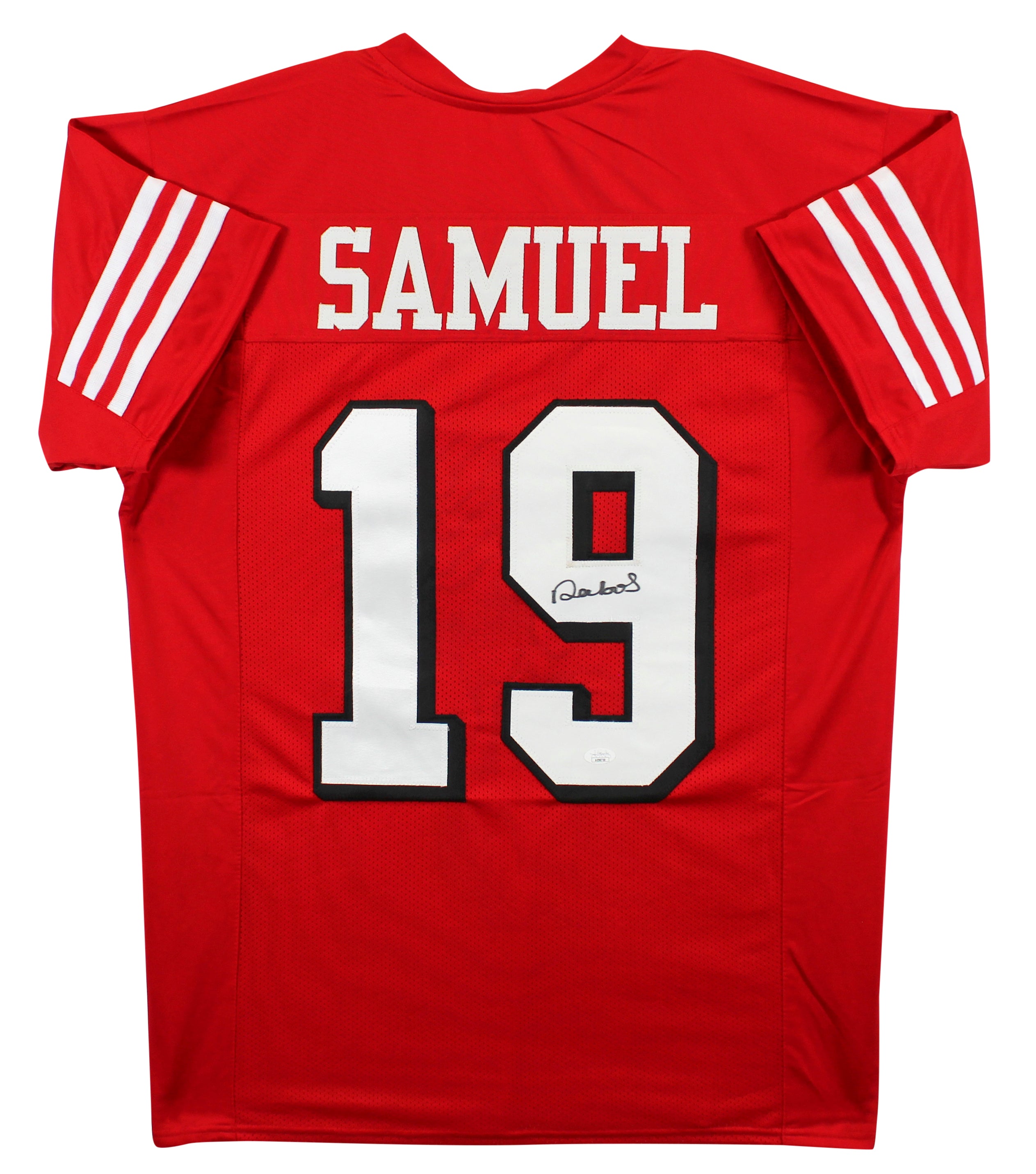 Deebo Samuel Authentic Signed Red Pro Style Jersey w/ Drop Shadow JSA