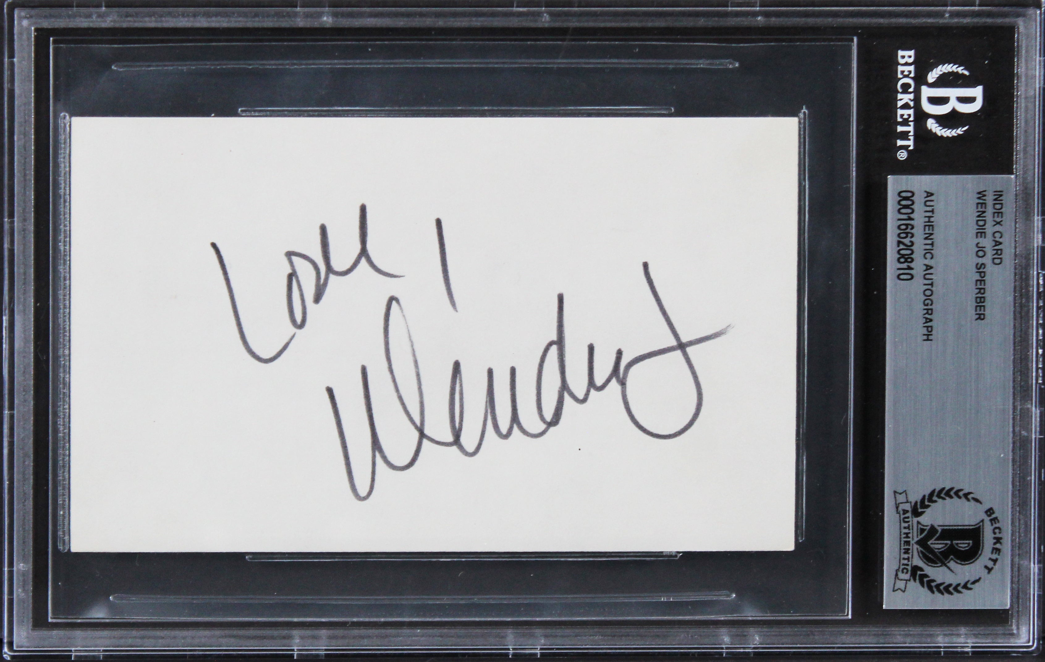 Wendie Jo Sperber Back To The Future Authentic Signed 3x5 Index Card BAS Slab 1