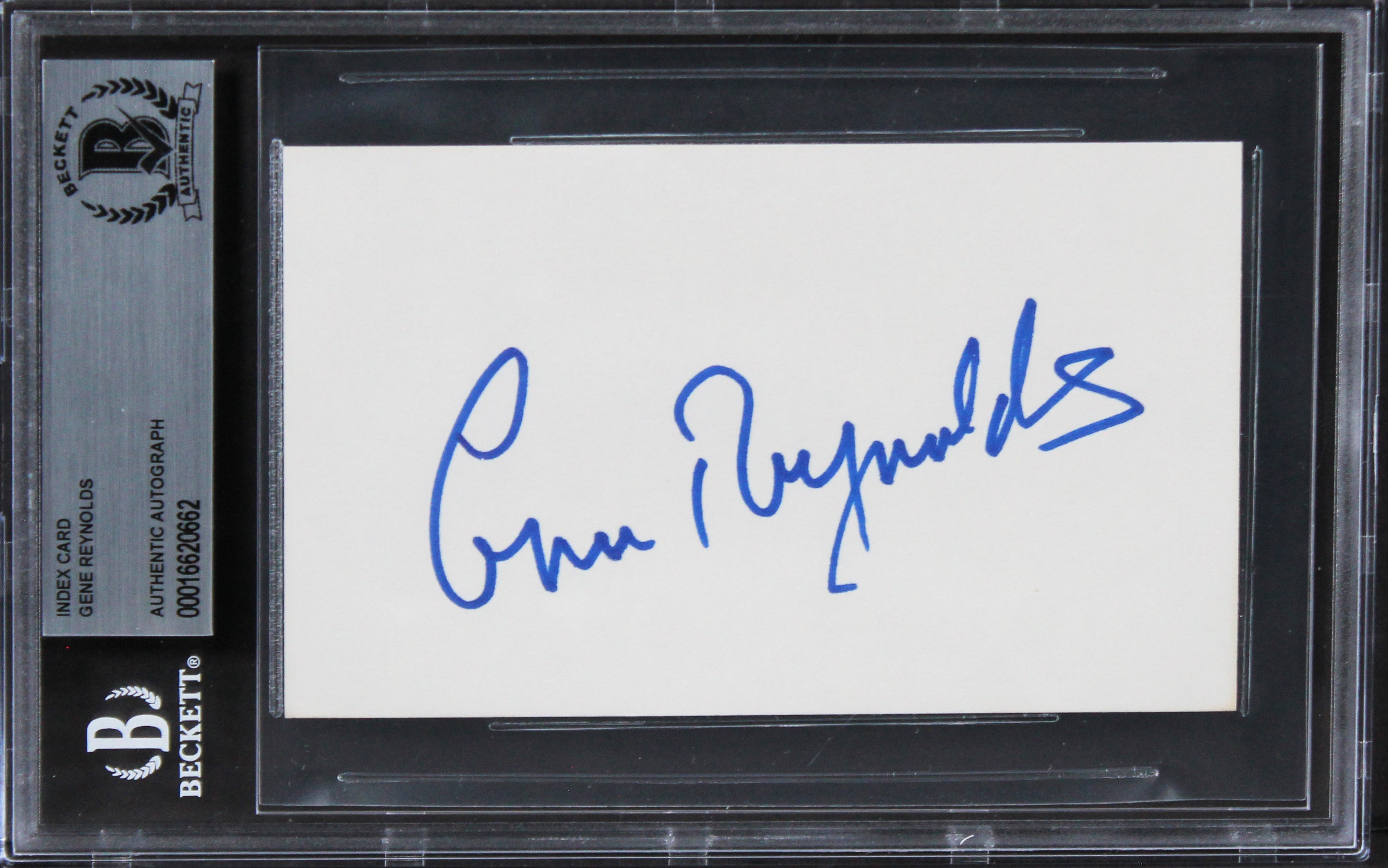 Gene Reynolds MASH Authentic Signed 3x5 Index Card Autographed BAS Slabbed 1