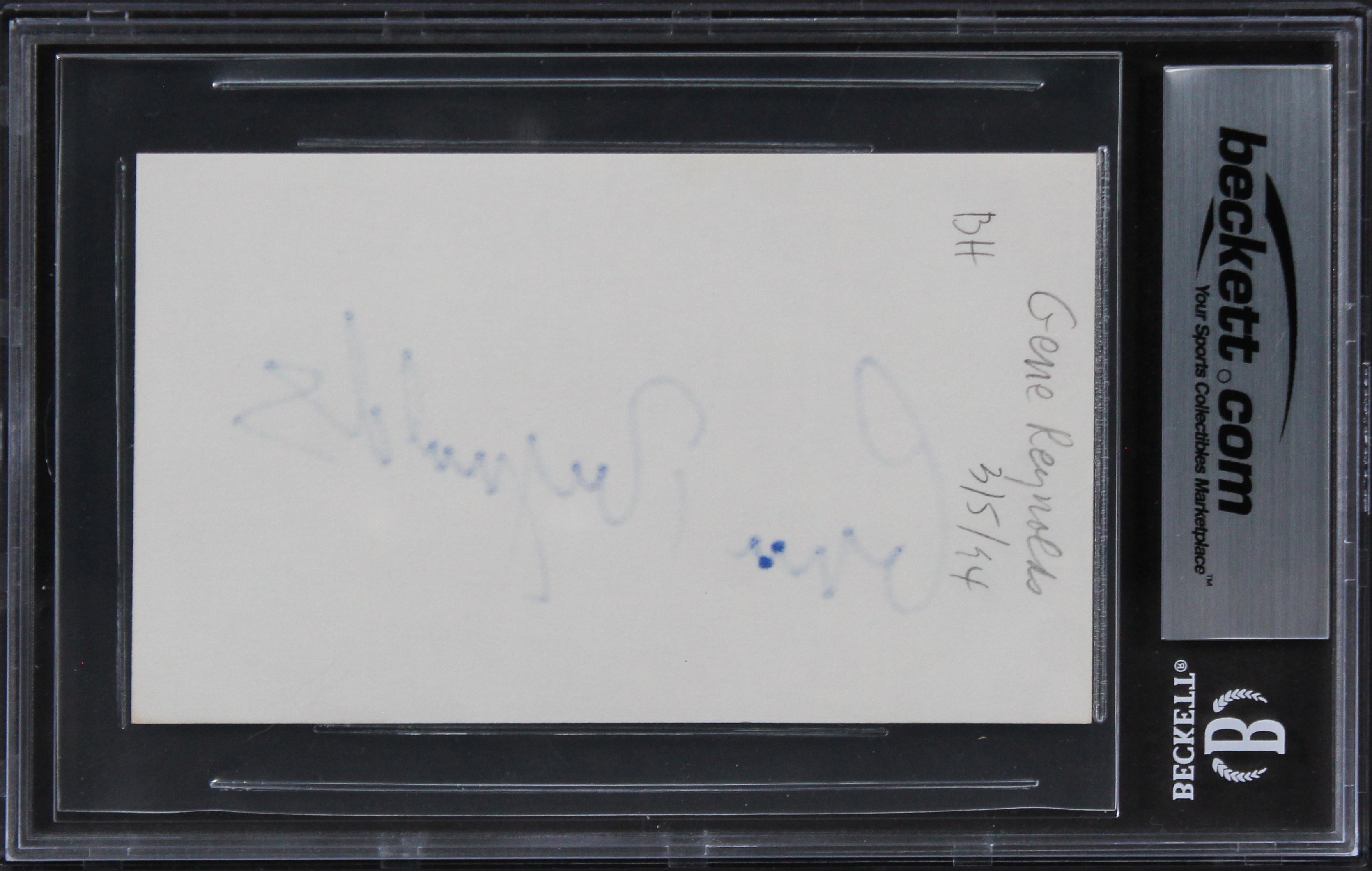Gene Reynolds MASH Authentic Signed 3x5 Index Card Autographed BAS Slabbed 1
