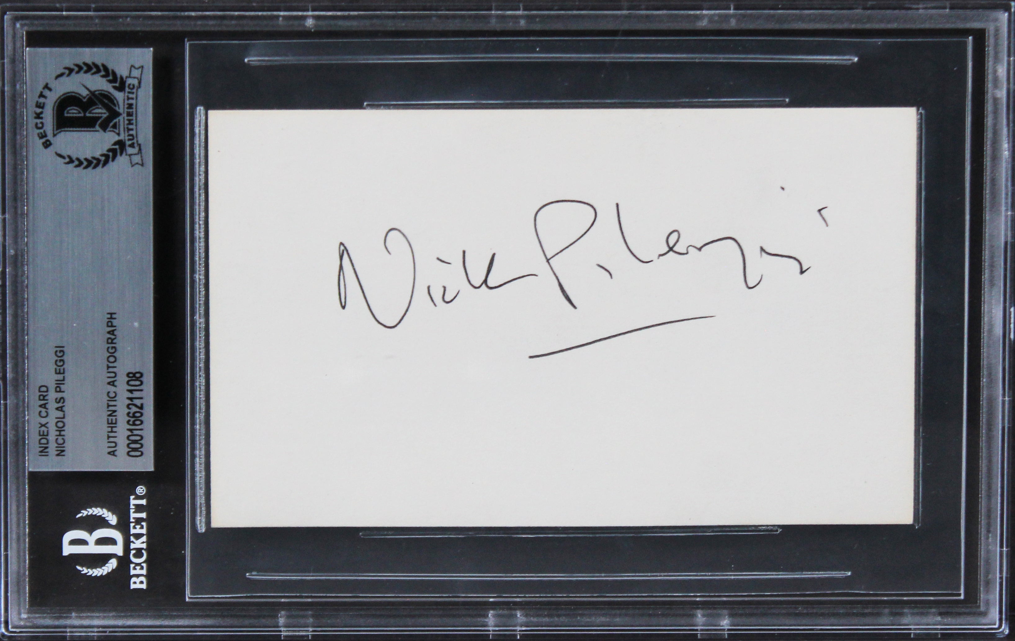 Nicholas Pileggi Goodfellas Authentic Signed 3x5 Index Card BAS Slabbed