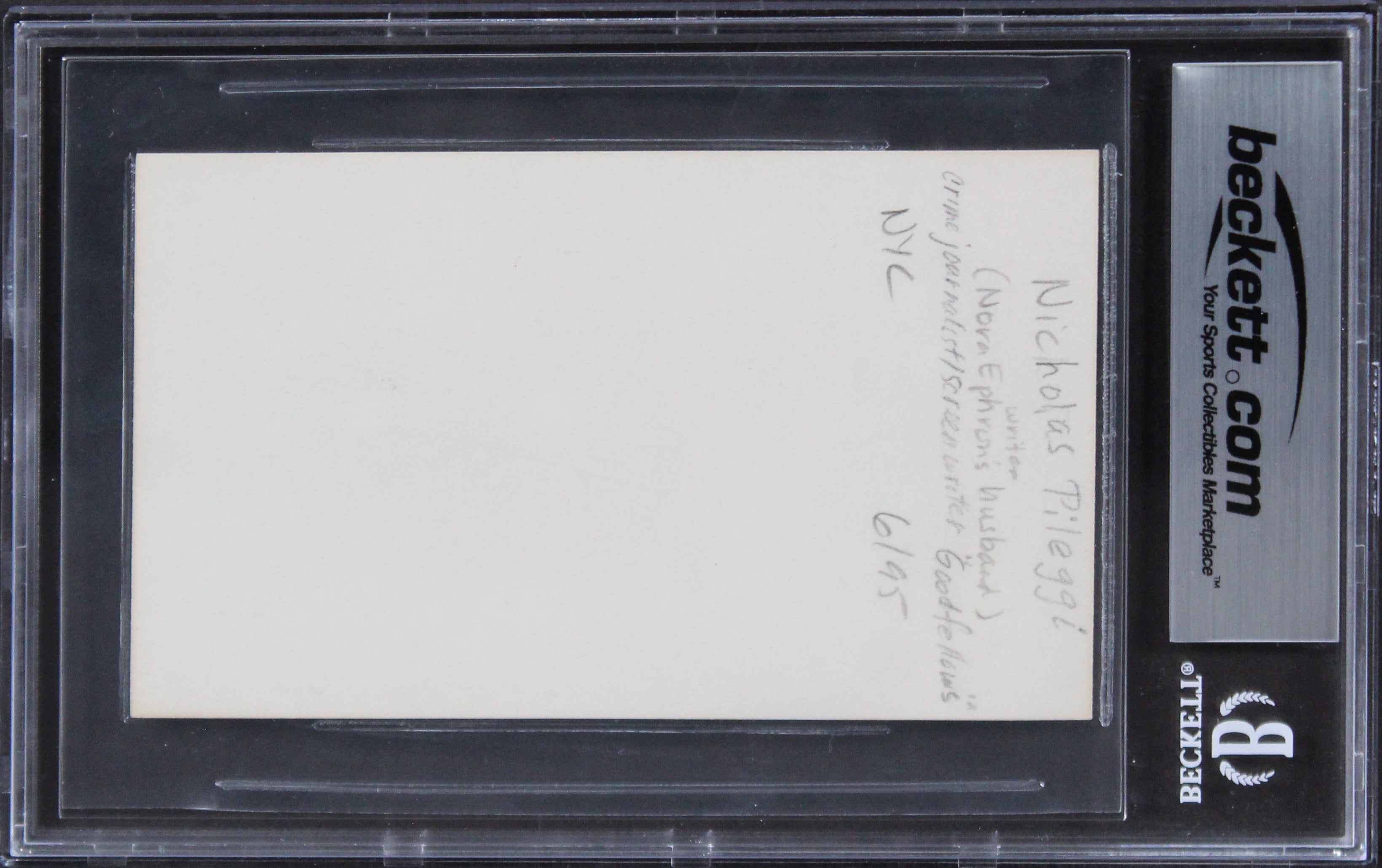 Nicholas Pileggi Goodfellas Authentic Signed 3x5 Index Card BAS Slabbed