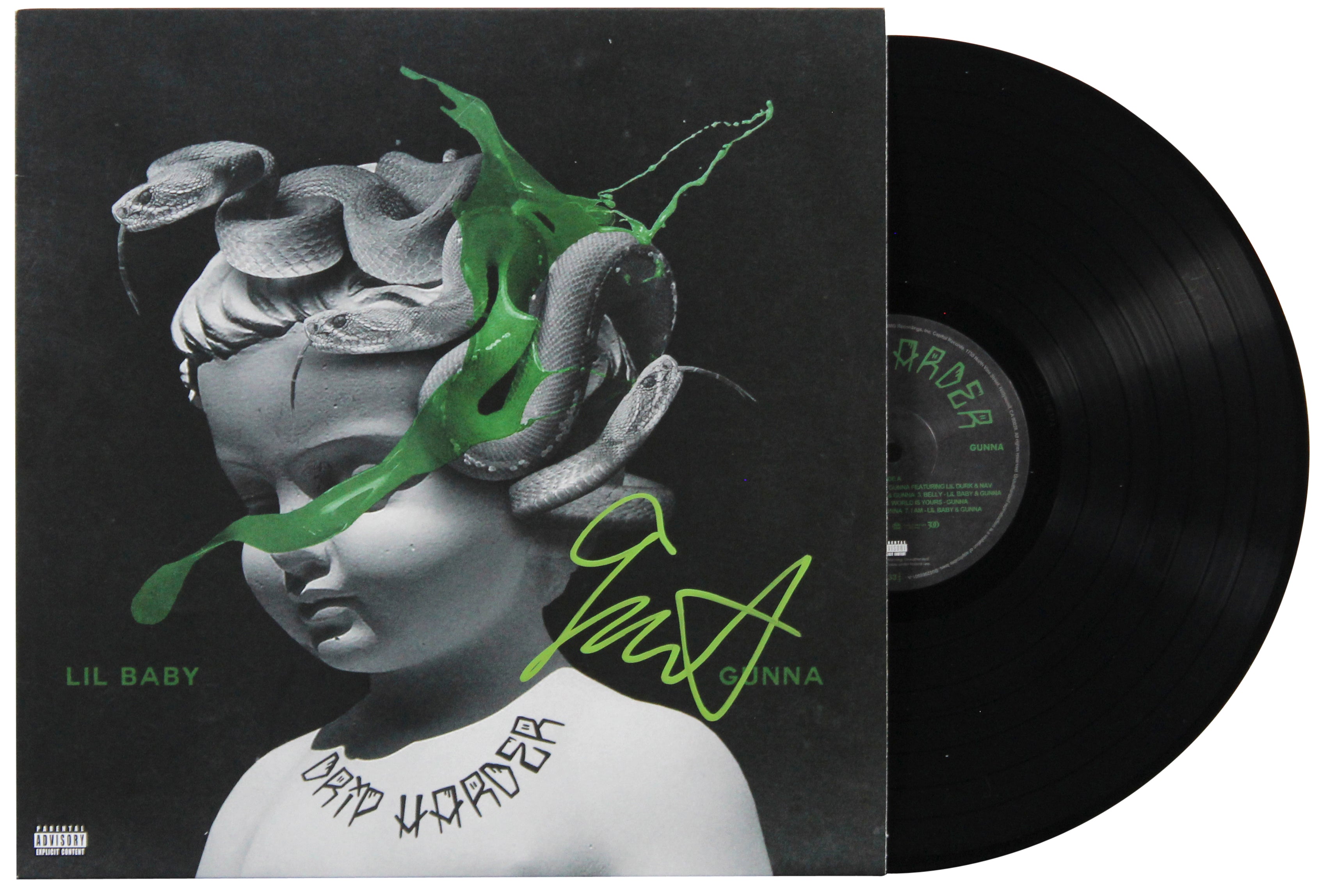 Gunna Authentic Signed Drip Harder Album Cover W/ Vinyl Autographed BAS #BN06557