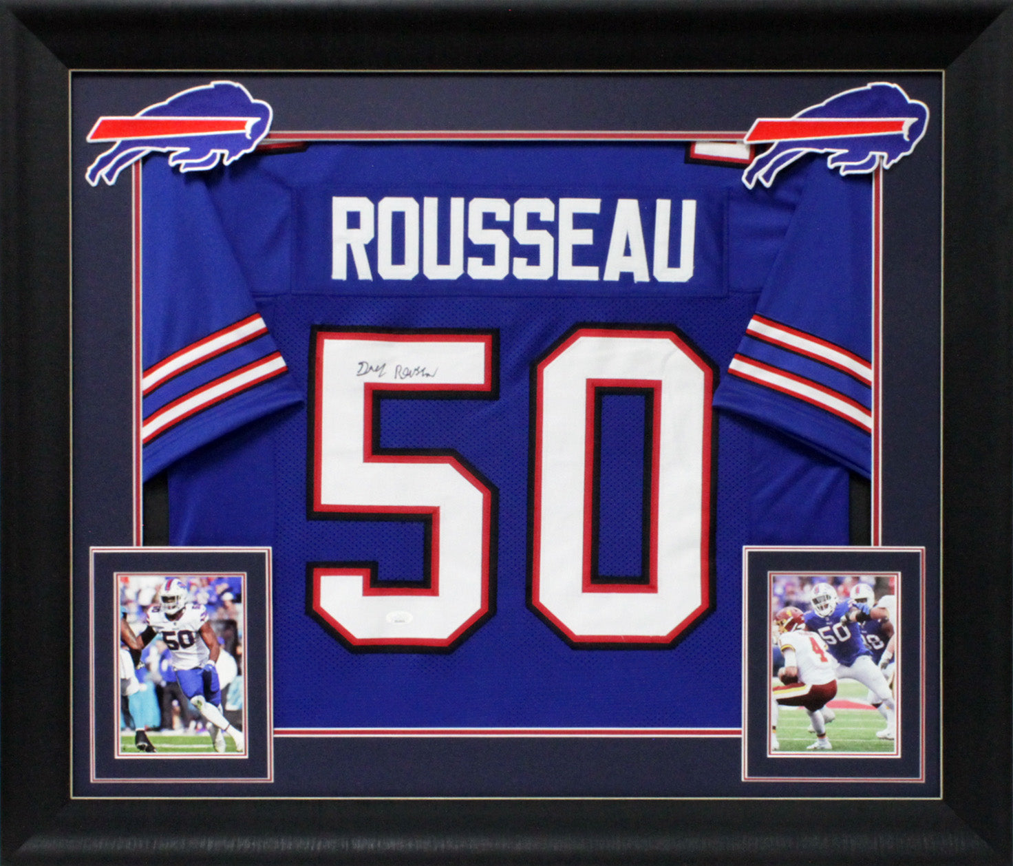 Greg Rousseau Authentic Signed Blue Framed Jersey Autographed JSA