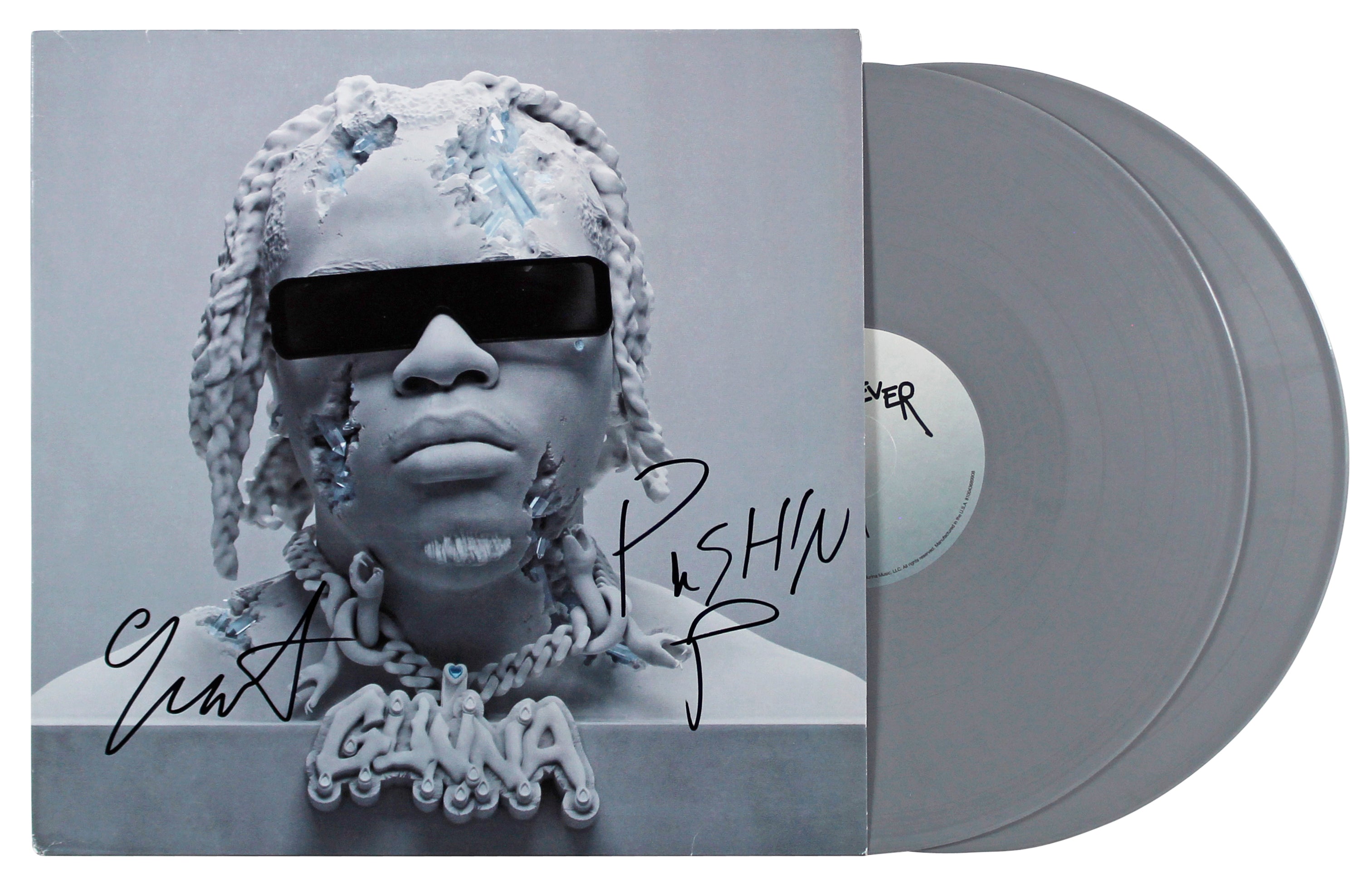 Gunna "Pushin P" Authentic Signed DS4Ever Album Cover W/ Vinyl BAS #BN06561