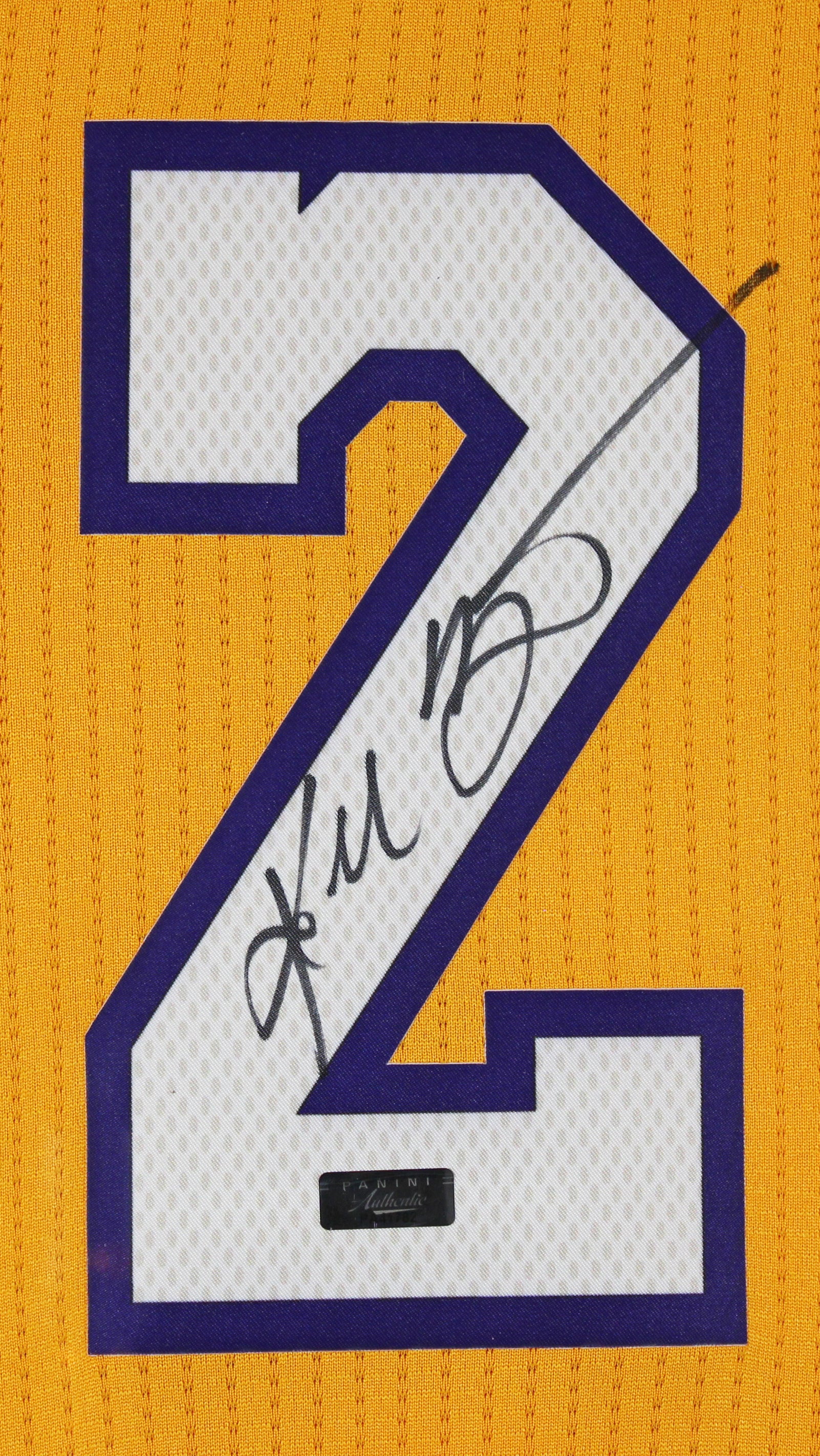 Lakers Kobe Bryant Authentic Signed Yellow Framed Jersey Panini #PA41782