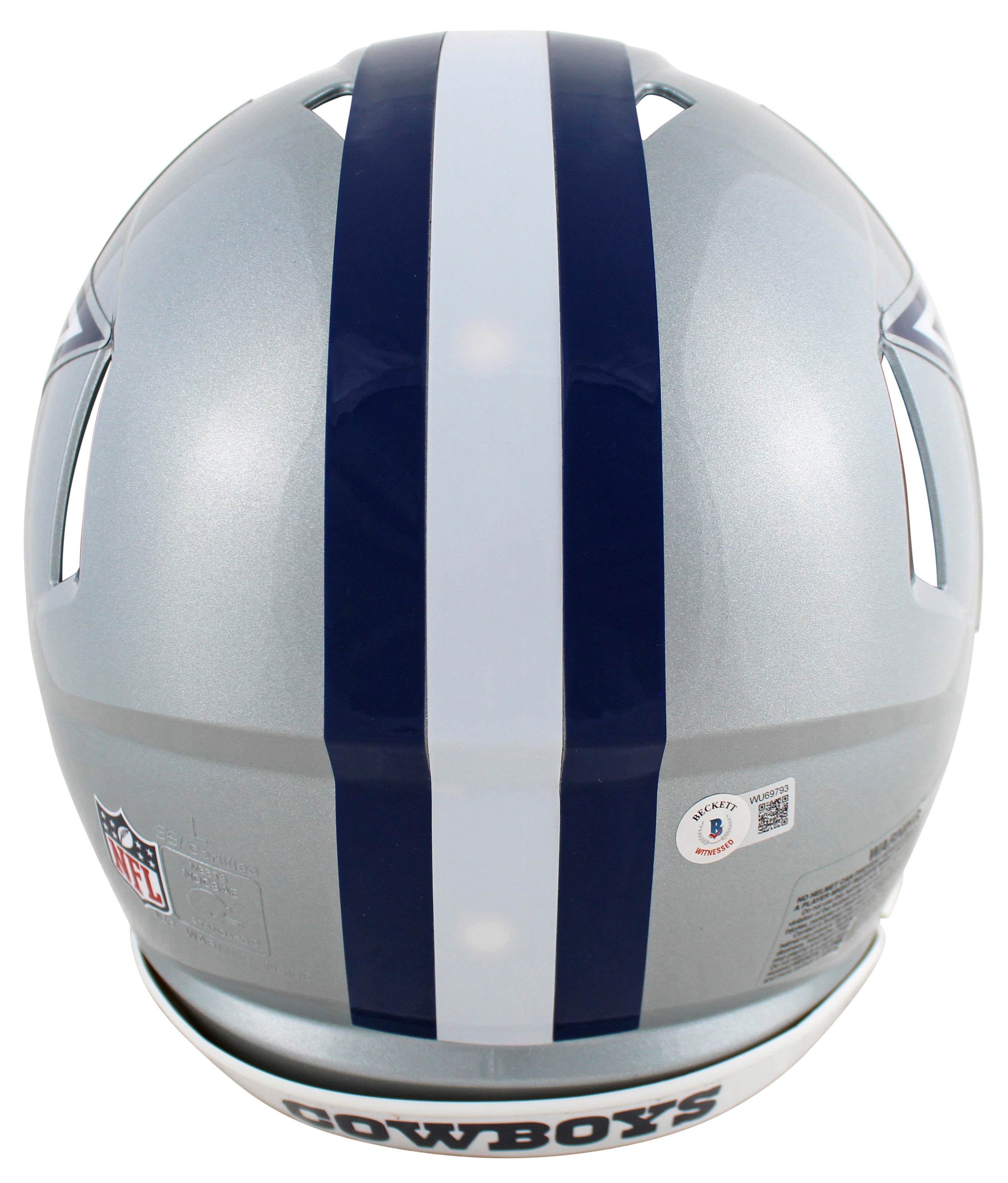 Cowboys Roger Staubach "HOF 85" Signed SIlver Full Size Speed Proline Helmet BAS