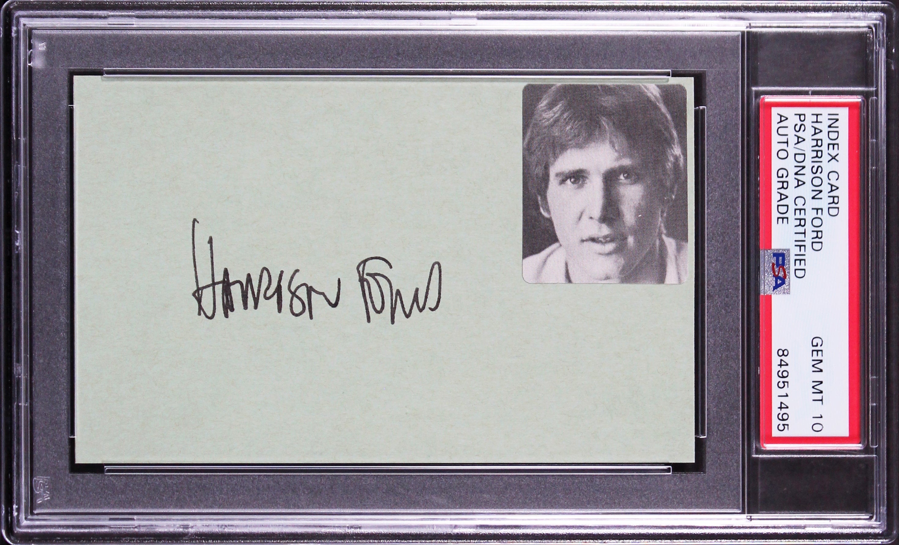 Harrison Ford Star Wars Signed 3x5 Index Card Auto Graded 10! PSA/DNA Slabbed