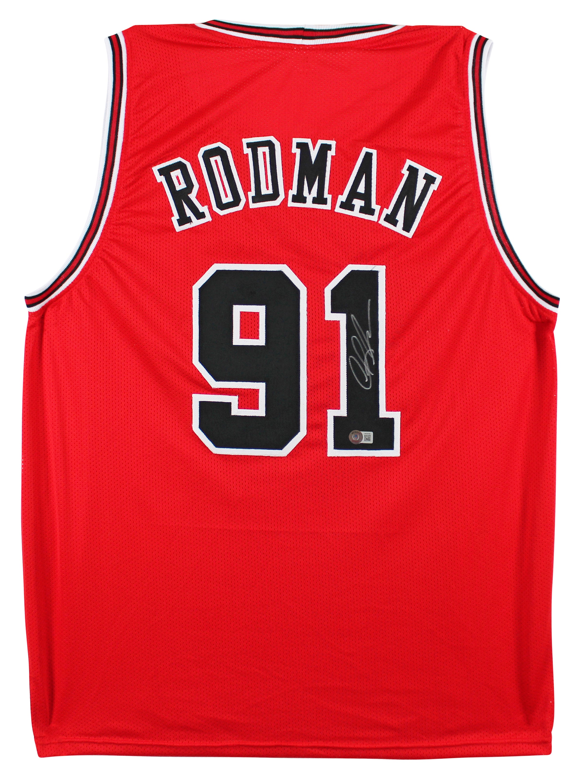 Dennis Rodman Authentic Signed Red Pro Style Jersey Autographed BAS Witnessed 2