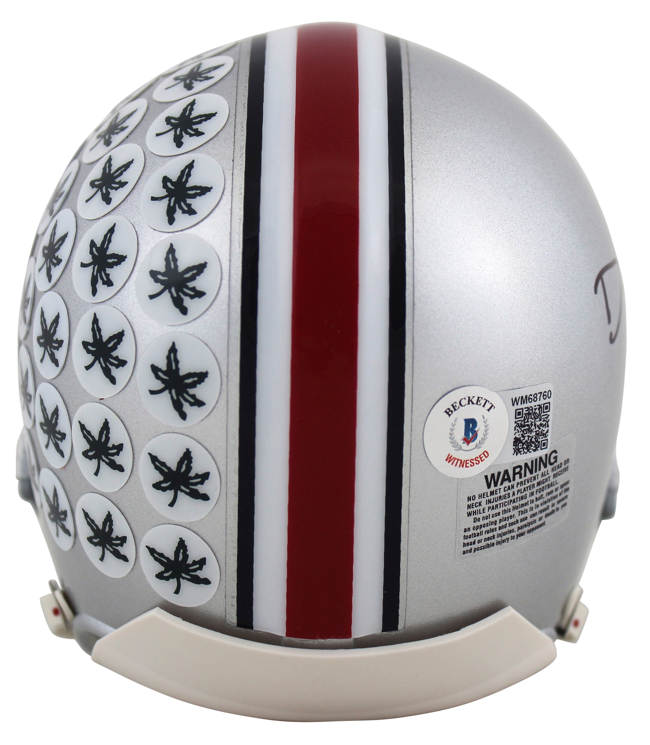 Ohio State Denzel Ward Authentic Signed Silver Rep Mini Helmet BAS Witnessed