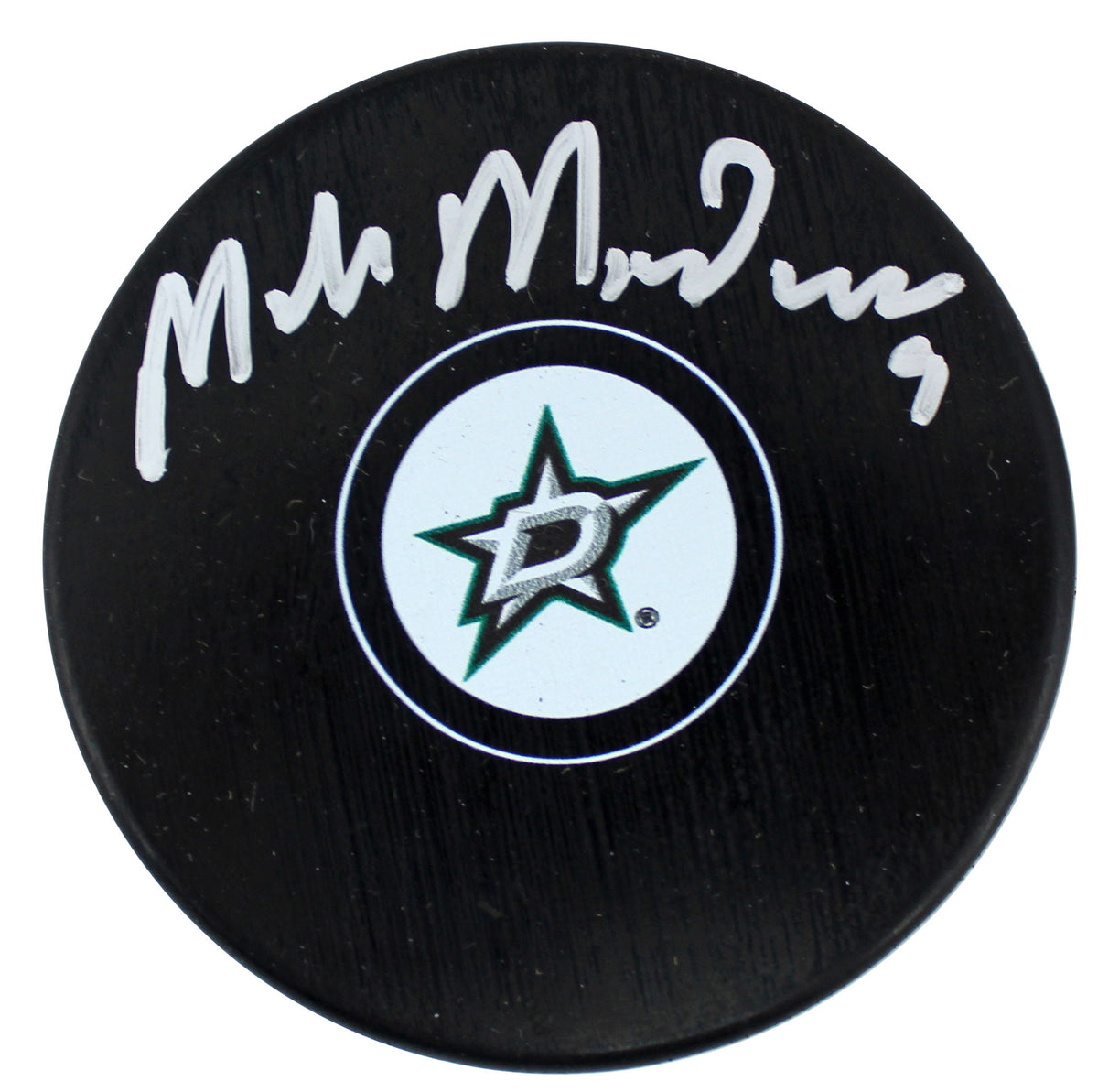 Stars Mike Modano Authentic Signed Dallas Stars Logo Hockey Puck BAS Witnessed