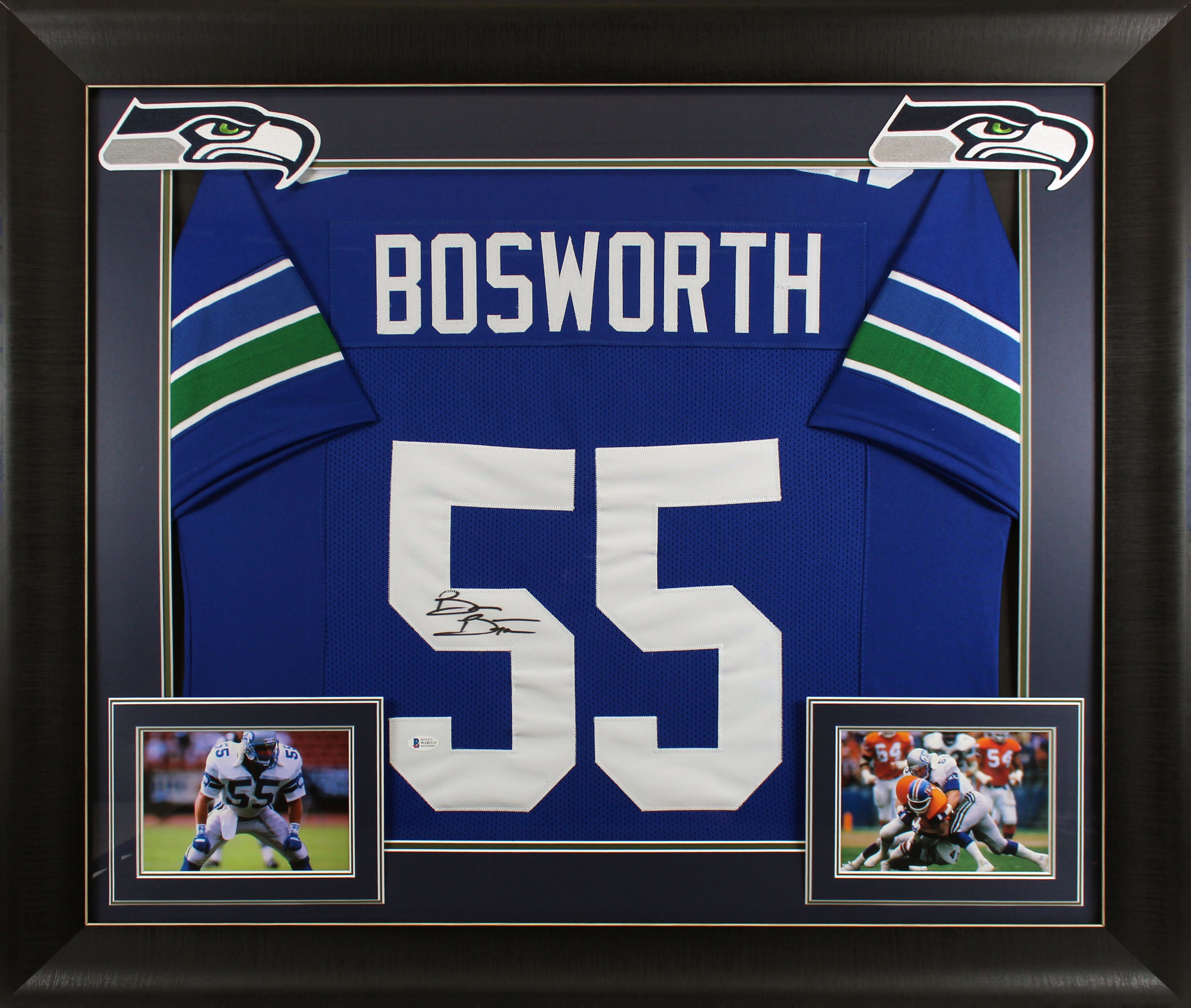 Brian Bosworth Authentic Signed Blue Pro Style Framed Jersey BAS Witnessed