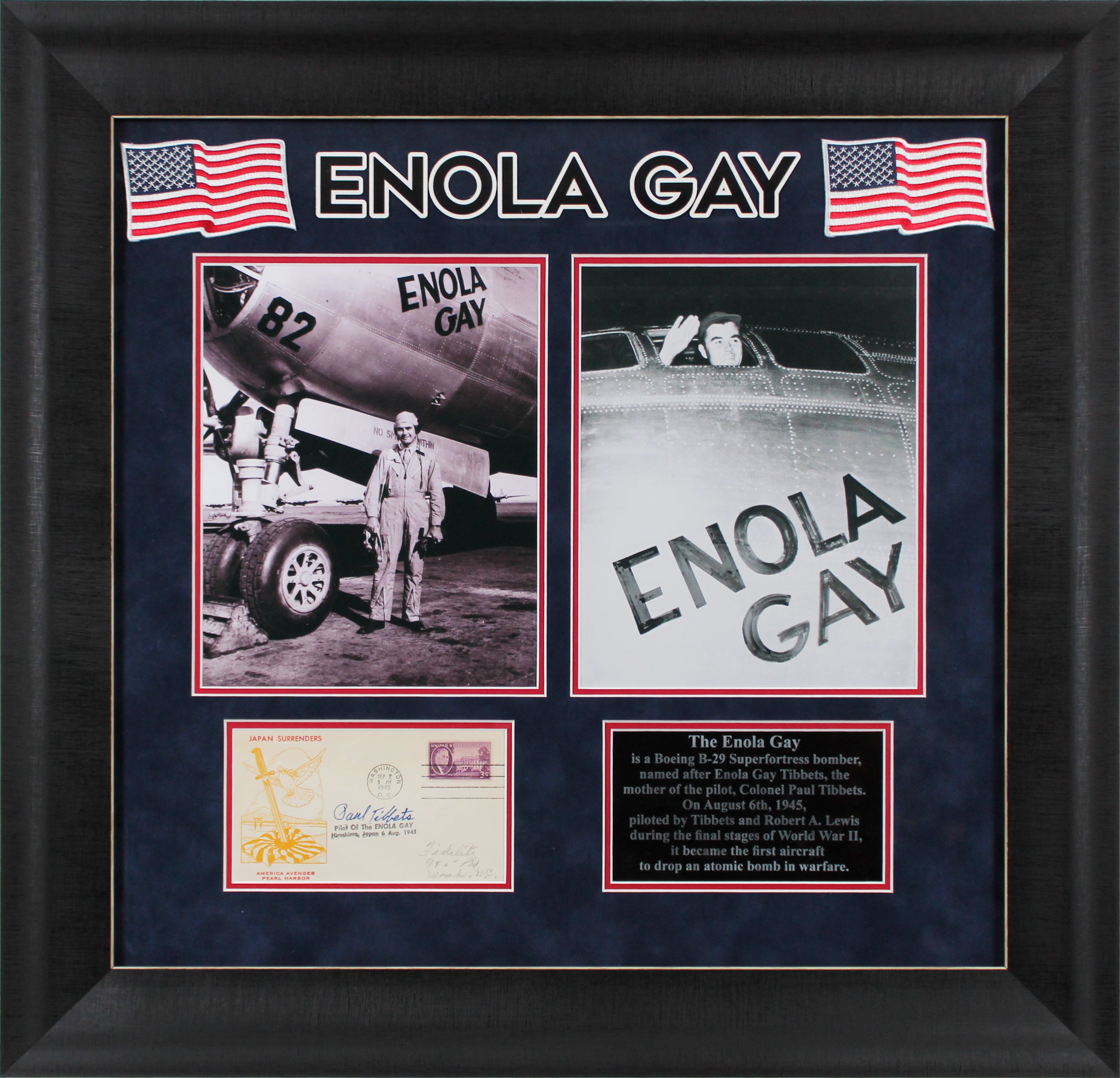 Paul Tibbets Authentic Signed & Framed 4x6.5 1945 First Day Cover BAS #AB76883