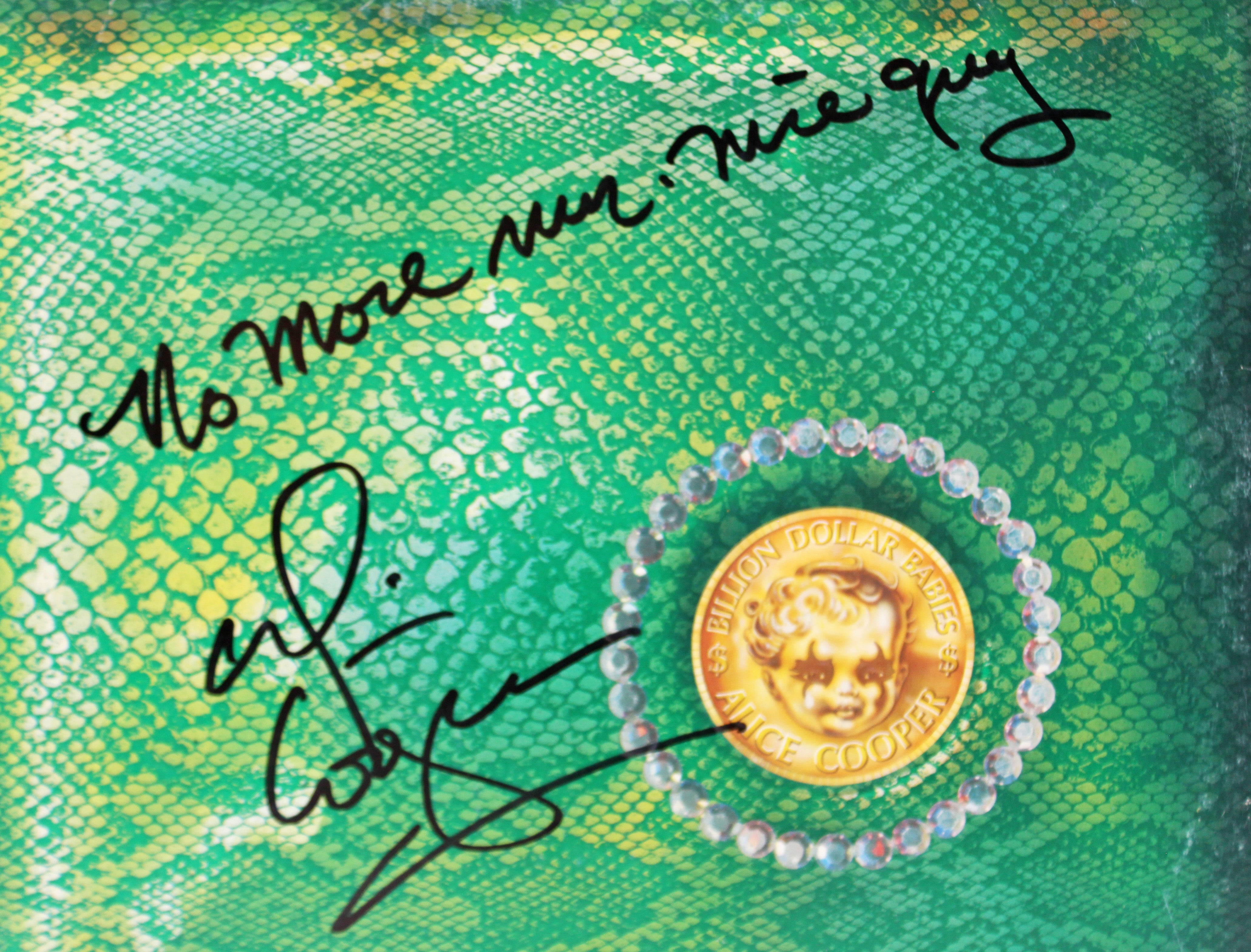 Alice Cooper "NMMNG" Signed Billion Dollar Babies Album Cover W/ Vinyl BAS Wit 1