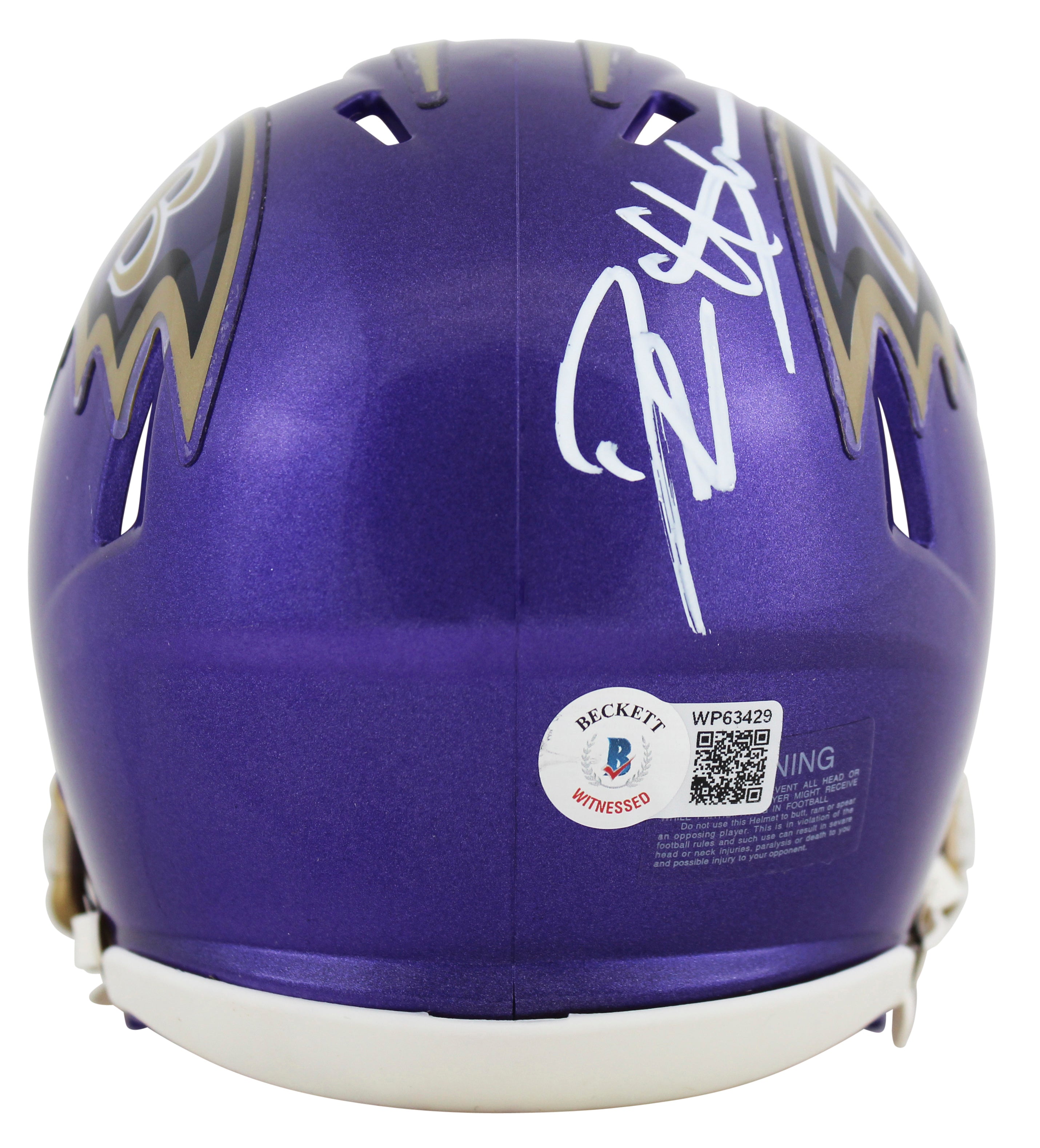 Ravens Deion Sanders Authentic Signed Flash Speed Mini Helmet BAS Witnessed
