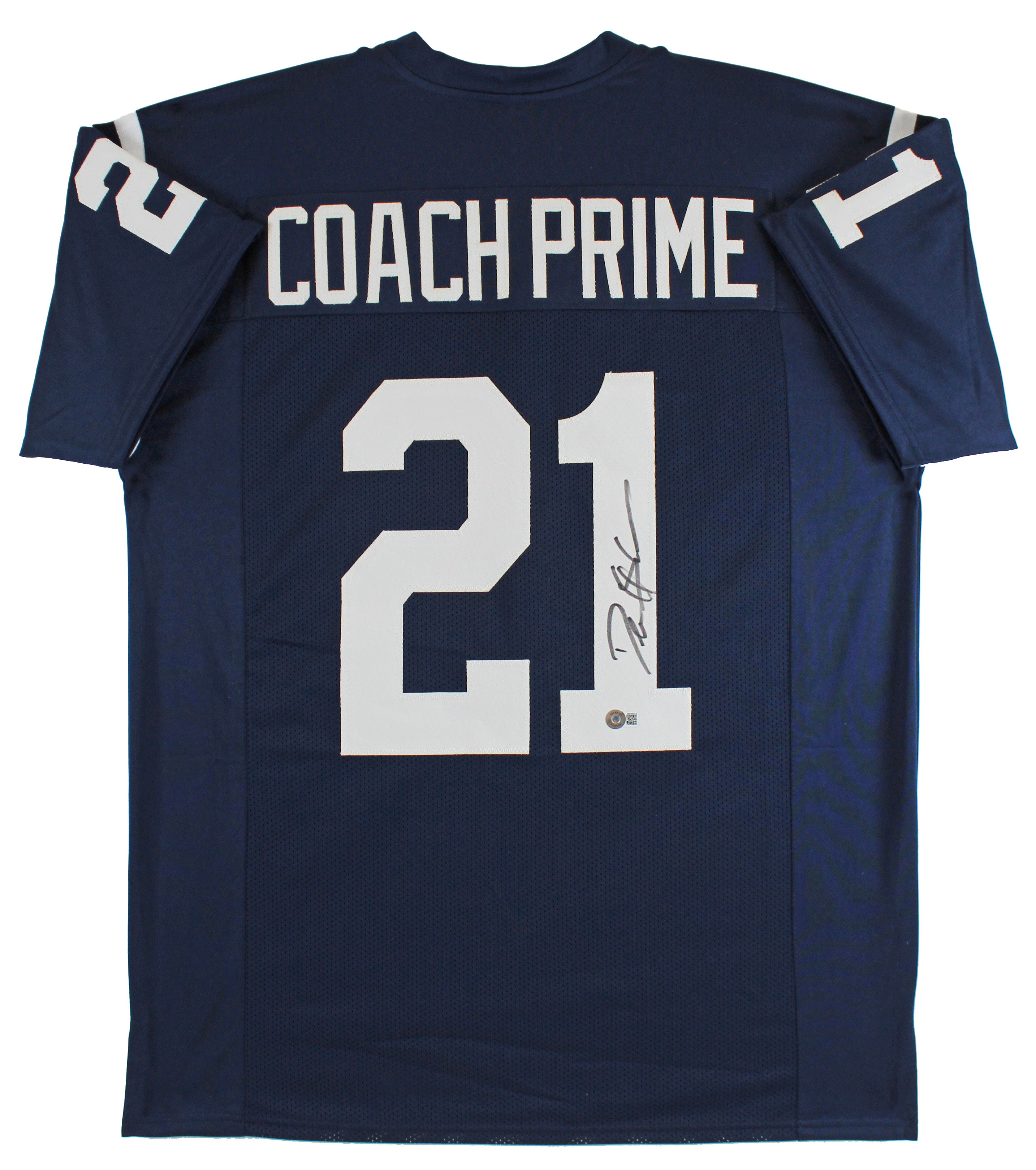 Jackson State Deion Sanders Signed Coach Prime Navy Blue Pro Style Jersey BAS W