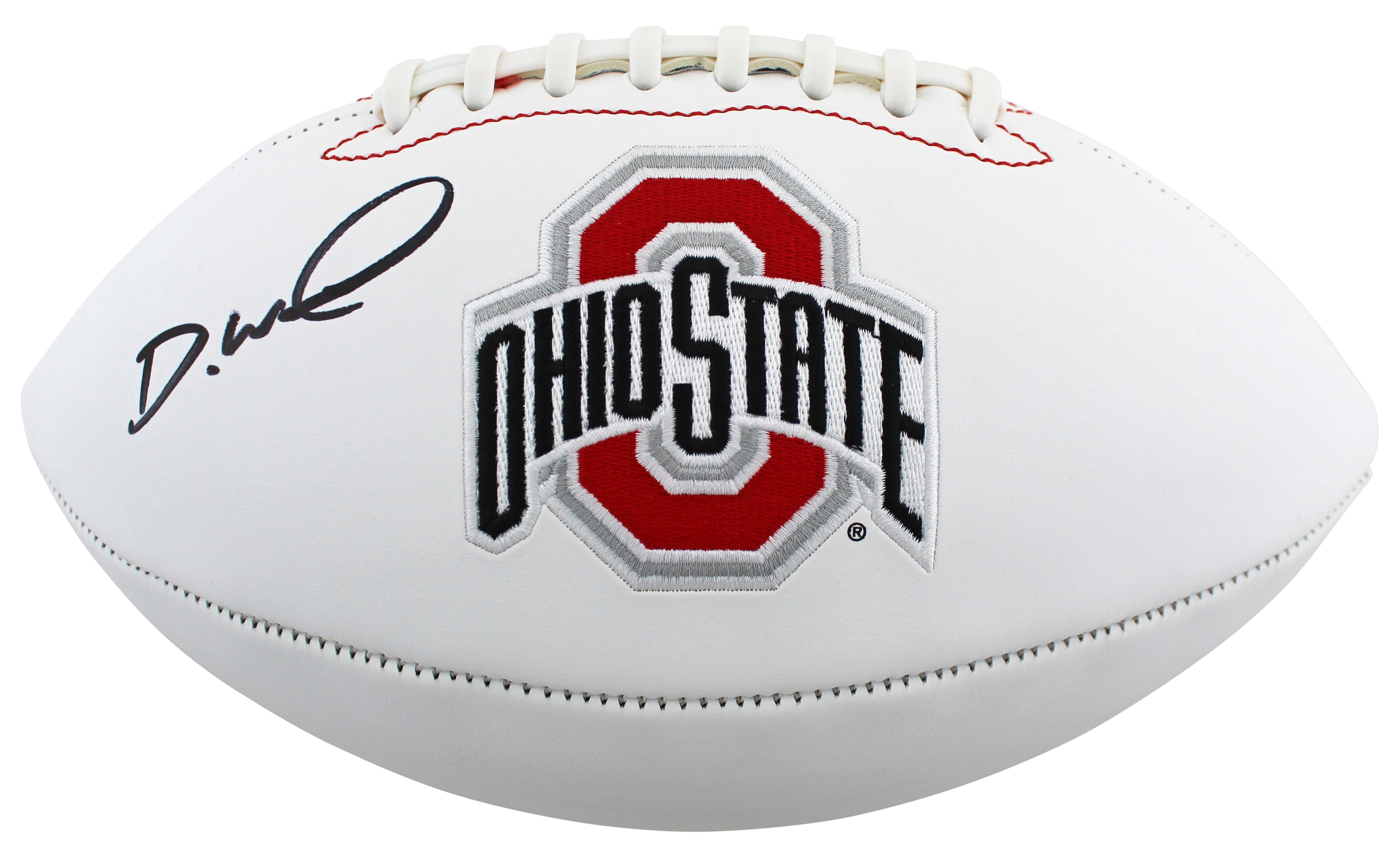 Ohio State Denzel Ward Authentic Signed White Panel Logo Football BAS Witnessed