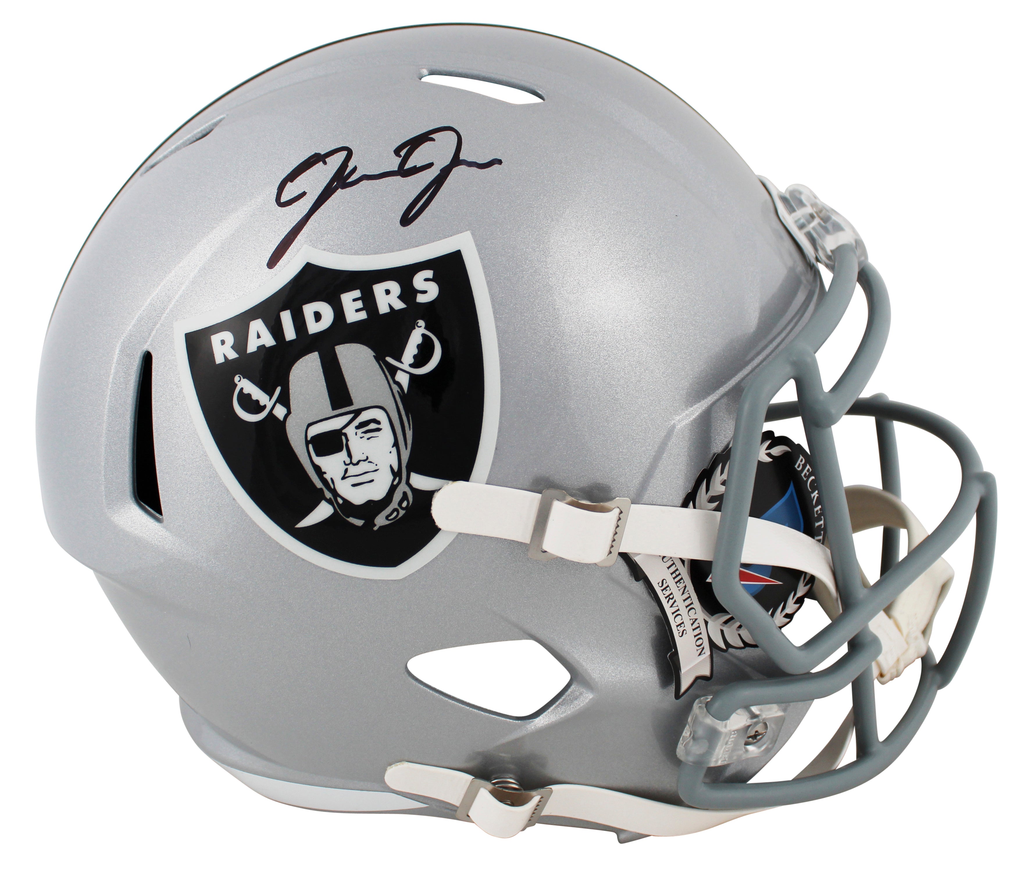 Raiders Josh Jacobs Authentic Signed Full Size Speed Rep Helmet BAS Witnessed
