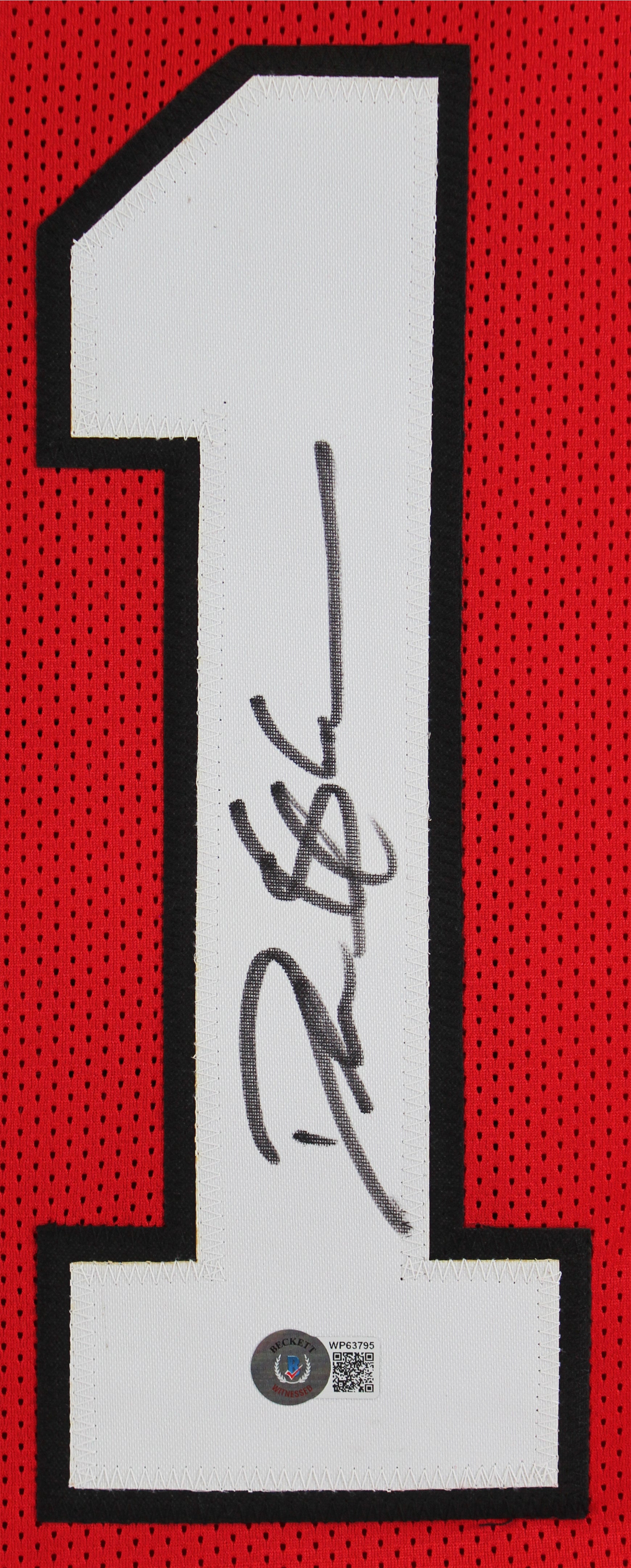 Deion Sanders Authentic Signed Red Pro Style Jersey Autographed BAS Witnessed