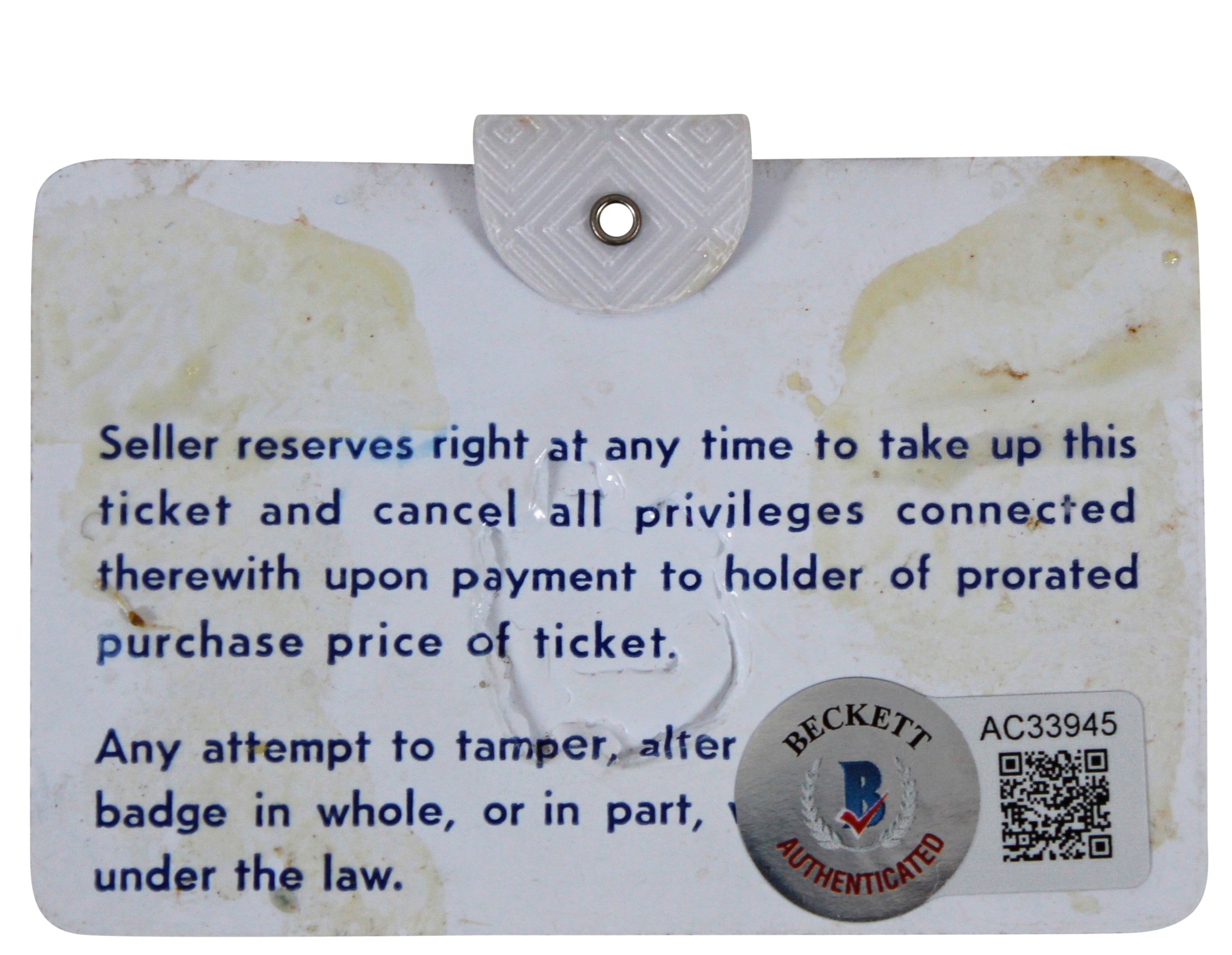 Jack Nicklaus Signed 1966 Masters Augusta National Golf Club Badge Ticket BAS