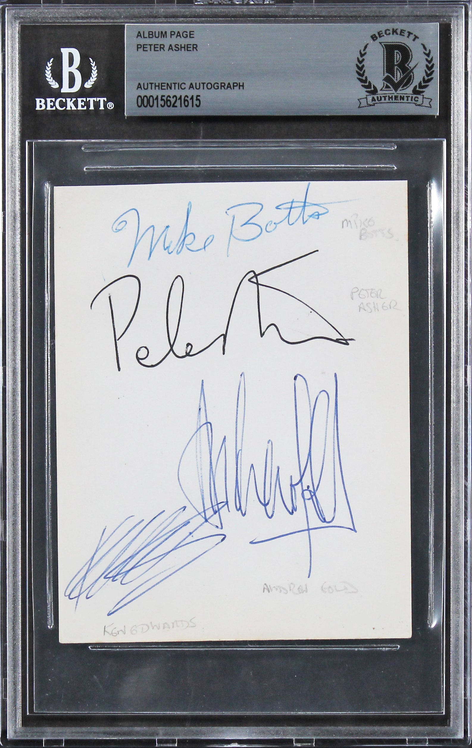 Peter Asher Beatles Authentic Signed 3.5x4.5 Album Page Autographed BAS Slabbed