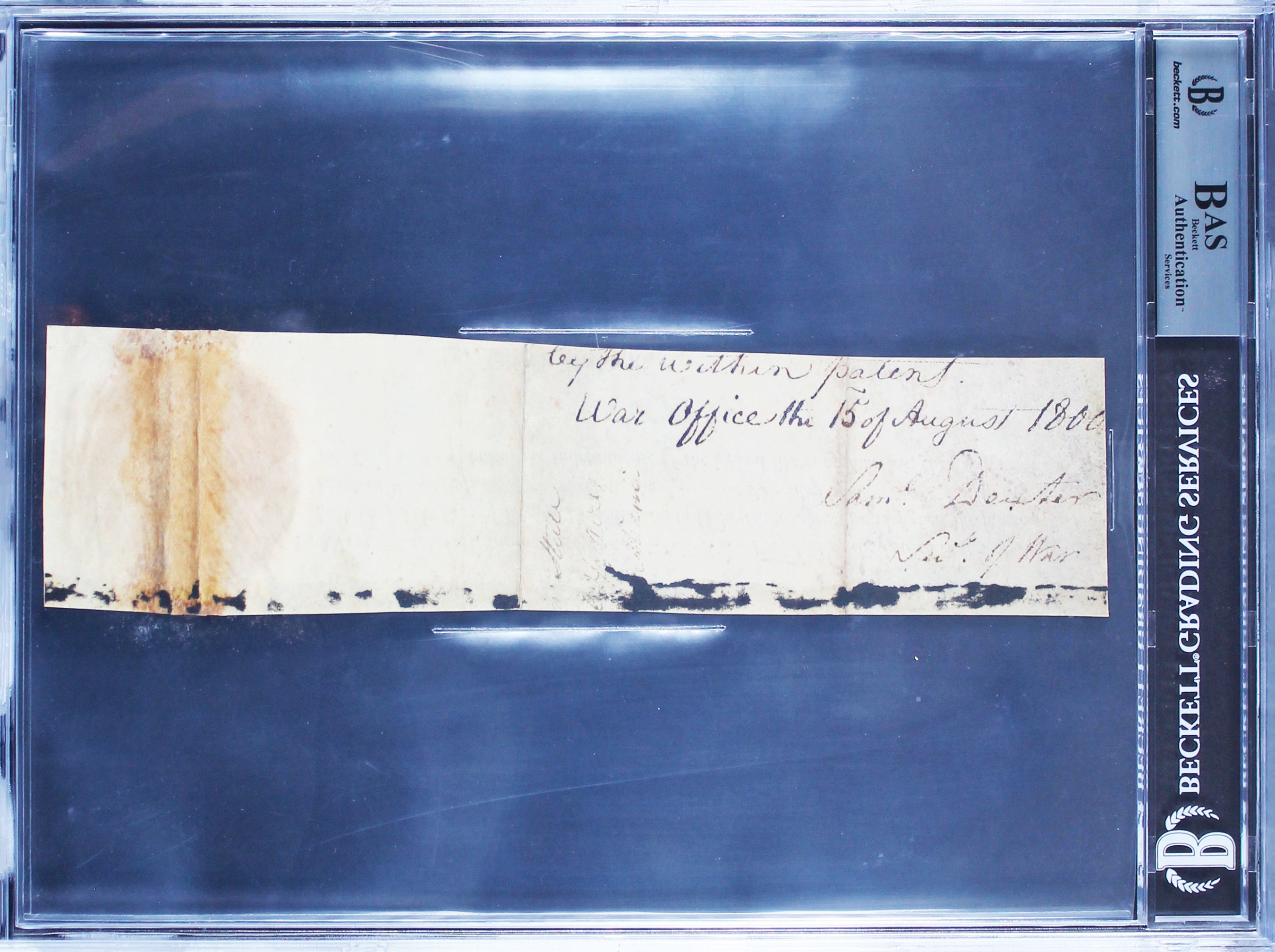 John Adams Authentic Signed 2.75x10.75 1800 Cut Signature BAS Slabbed
