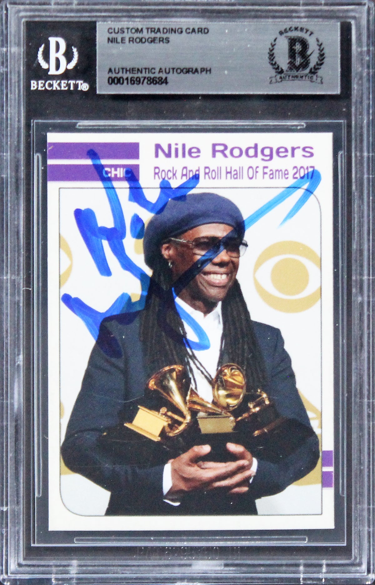 Nile Rodgers Chic Authentic Signed Custom Trading Card Autographed BAS Slabbed 1