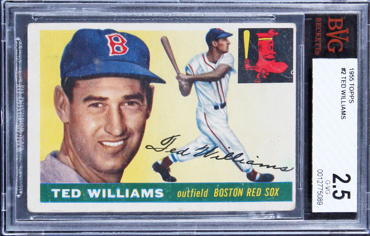 Red Sox Ted Williams 1955 Topps #2 Card Graded G-VG 2.5 BGS Slabbed