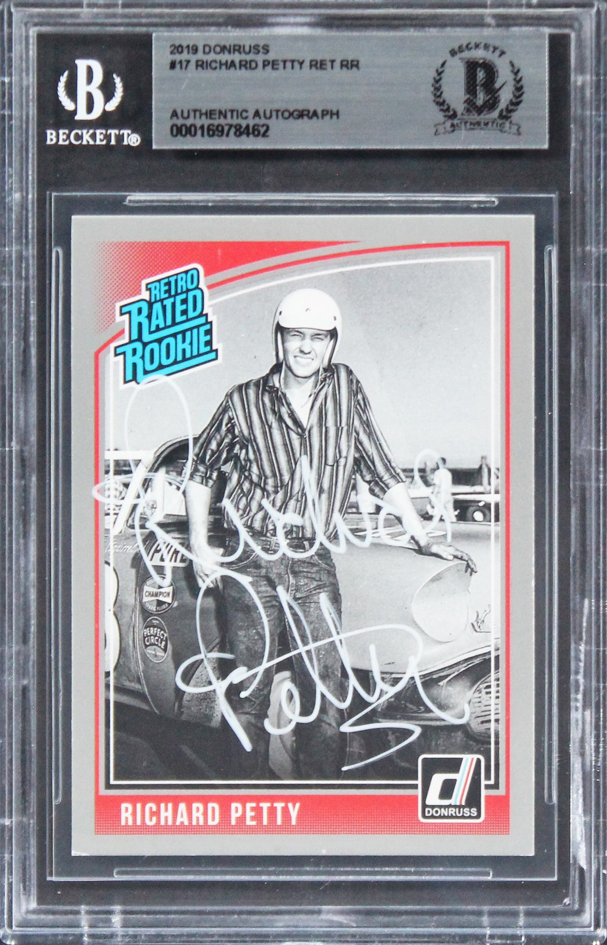 Richard Petty NASCAR Authentic Signed 2019 Donruss #17 Card BAS Slabbed