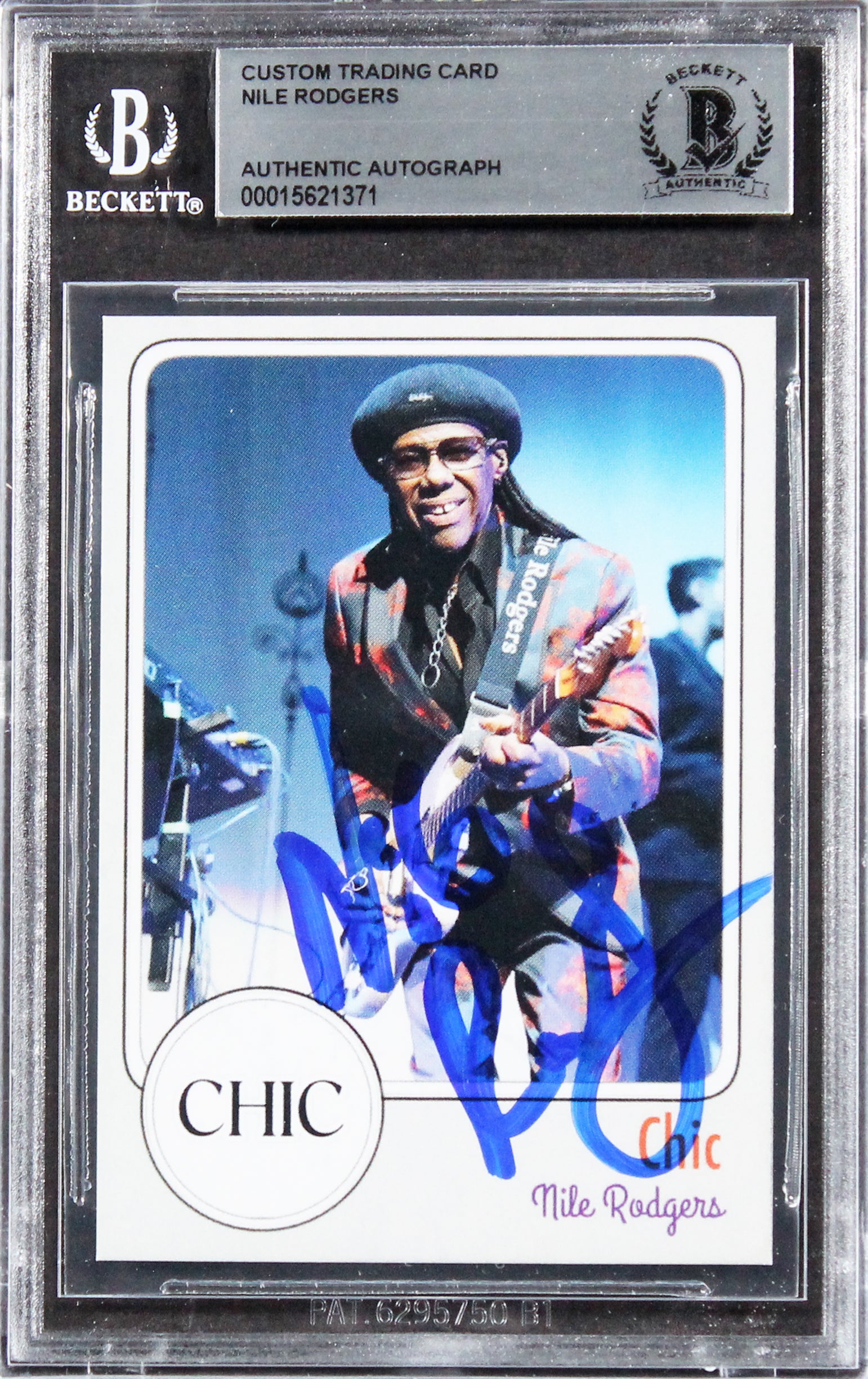 Nile Rodgers Chic Authentic Signed Custom Trading Card Card BAS Slabbed