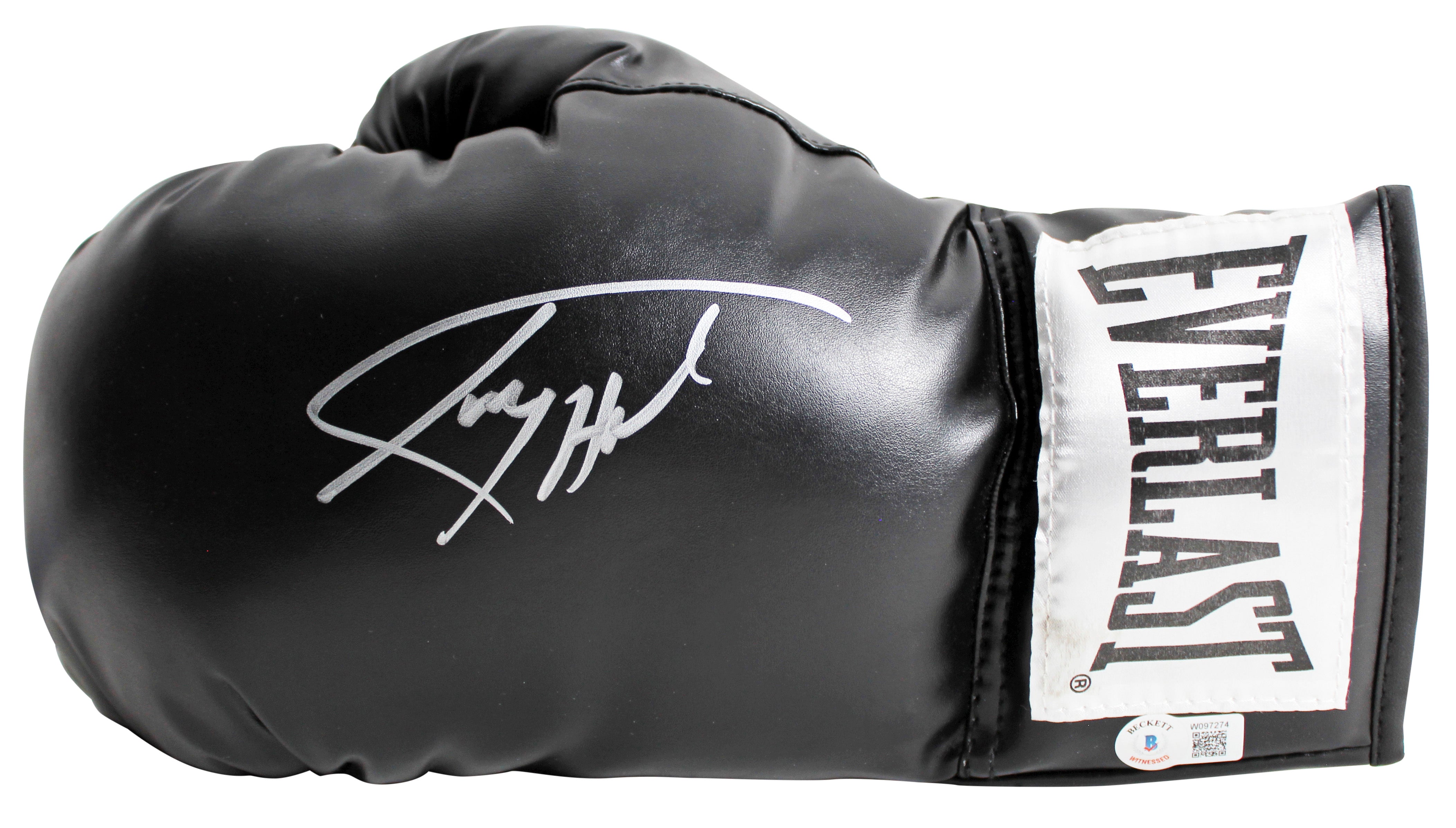 Larry Holmes Authentic Signed Left Hand Black Everlast Boxing Glove BAS Witness